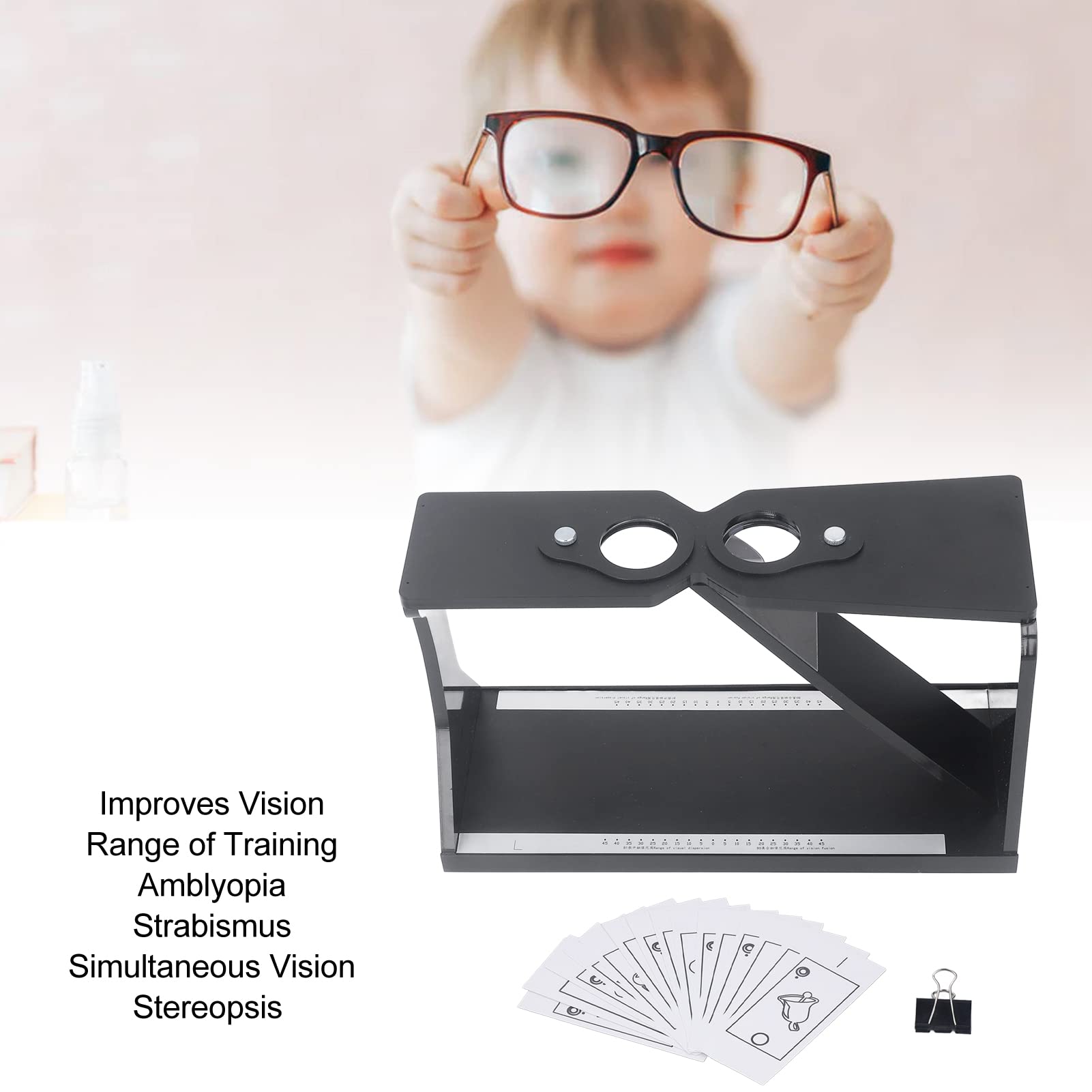 Adjustable Oblique Stereoscope Cheiroscopes - Double Black Column Vision Training Tool for Amblyopia & Eye Care | Improve Eyesight & Depth Perception for Kids & Adults | Perfect for Home Therapy & Optometry Clinics