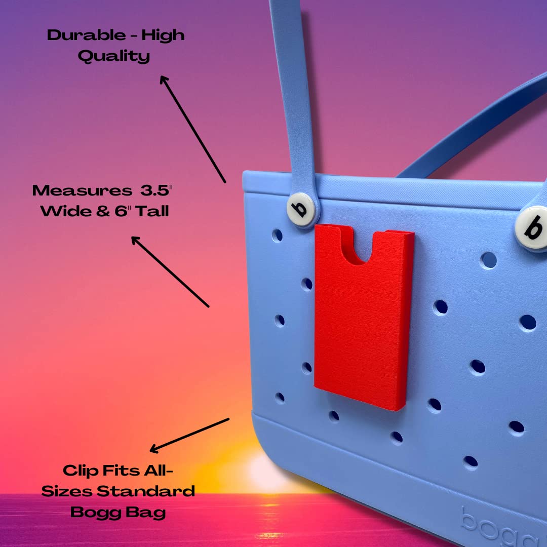 BAGLETS Phone Holder Charm for Bogg Bags - Secure Phone Accessory for Totes - Made in USA (Red) | Perfect for Beach, Pool & Shopping Trips