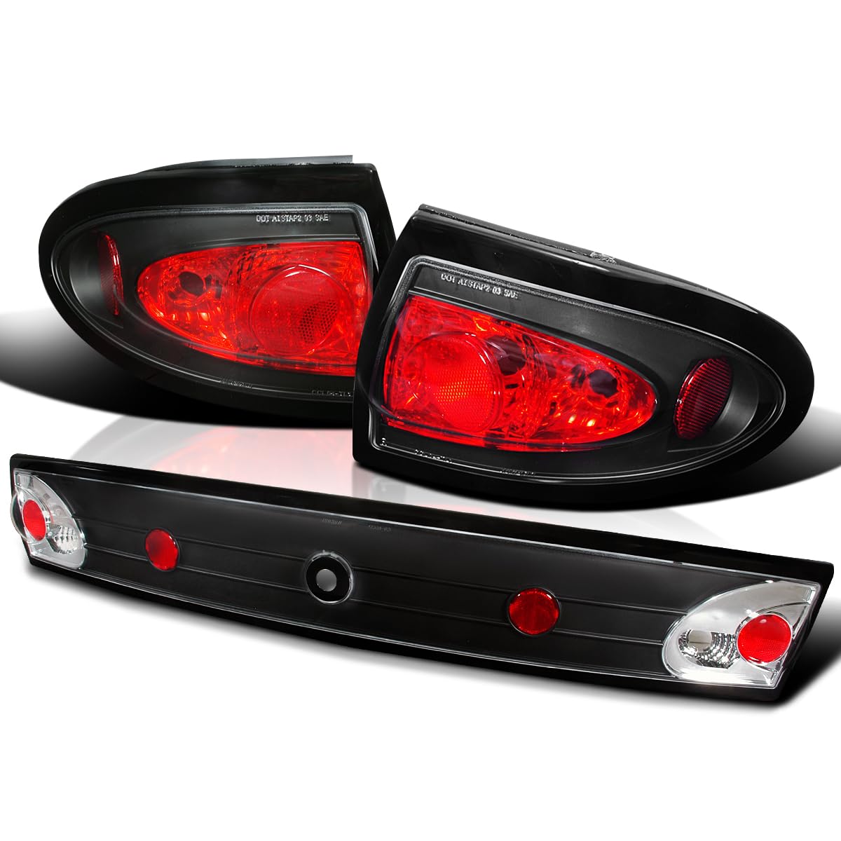 Spec-D Tuning Black Altezza Euro Tail Lights for Chevy Cavalier - 3-Piece Left & Right Pair Assembly - Upgrade Your Ride with Stylish LED Tail Lights for Night Driving & Car Shows