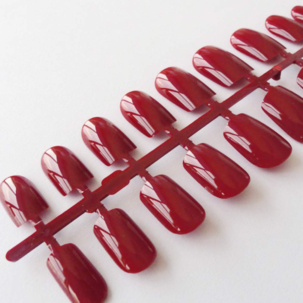 Mobestech 120pcs Red False Nails Kit - Full Cover Artificial Fake Nails with Glue, Manicure Accessories for Women & Salon Use | Perfect for Parties, Weddings & Daily Wear