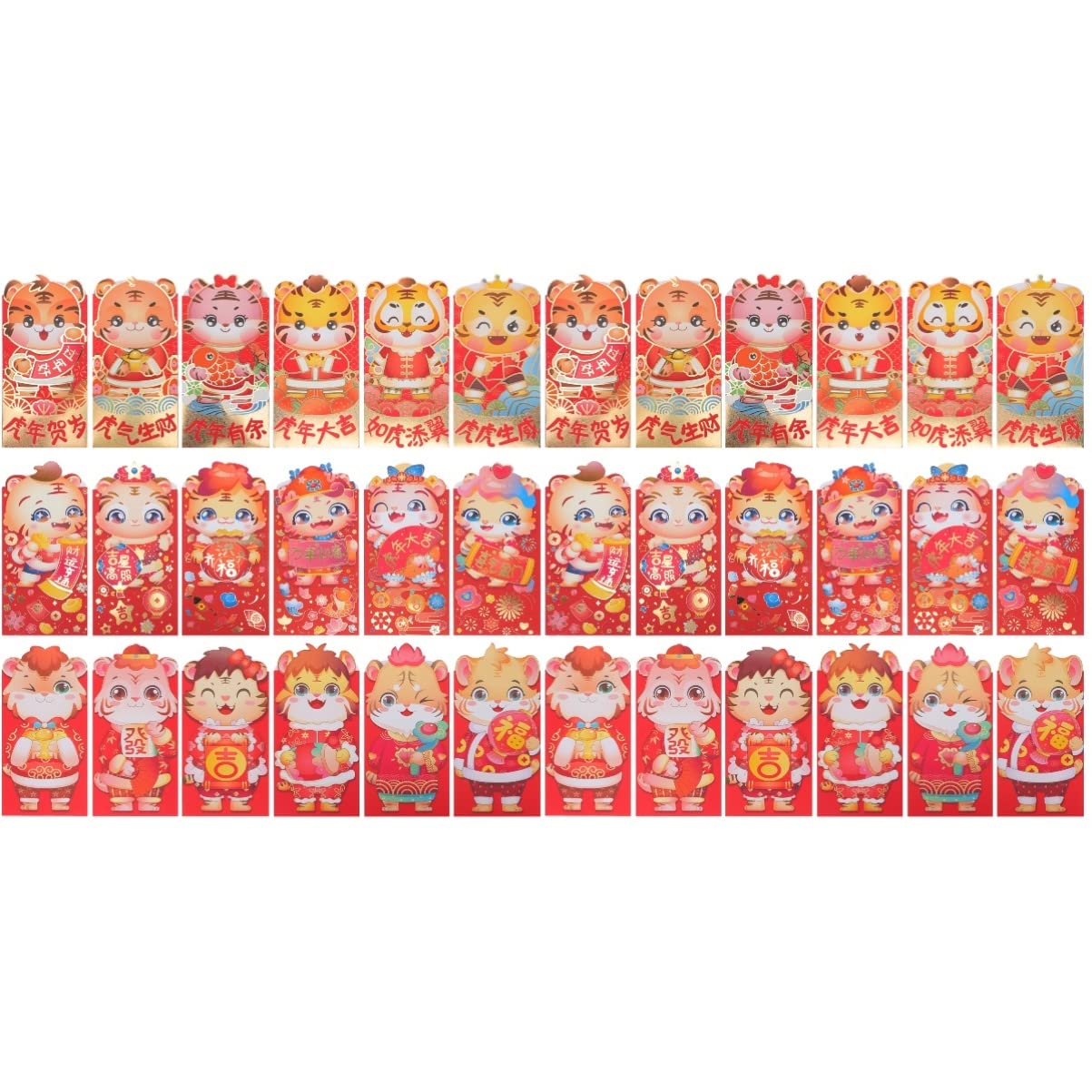 Amosfun 36pcs Chinese New Year Red Envelopes - Lucky Money Packets for 2022, Traditional Chinese Red Gift Envelopes for Lunar New Year, Birthday, Wedding & Special Occasions