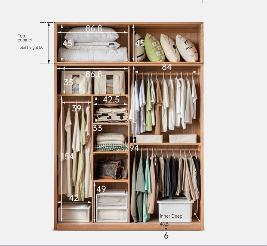 Solid Oak Wood Sliding Door Wardrobe Closet - Modern & Durable Storage for Bedroom, Living Room, or Walk-In Closet Organization