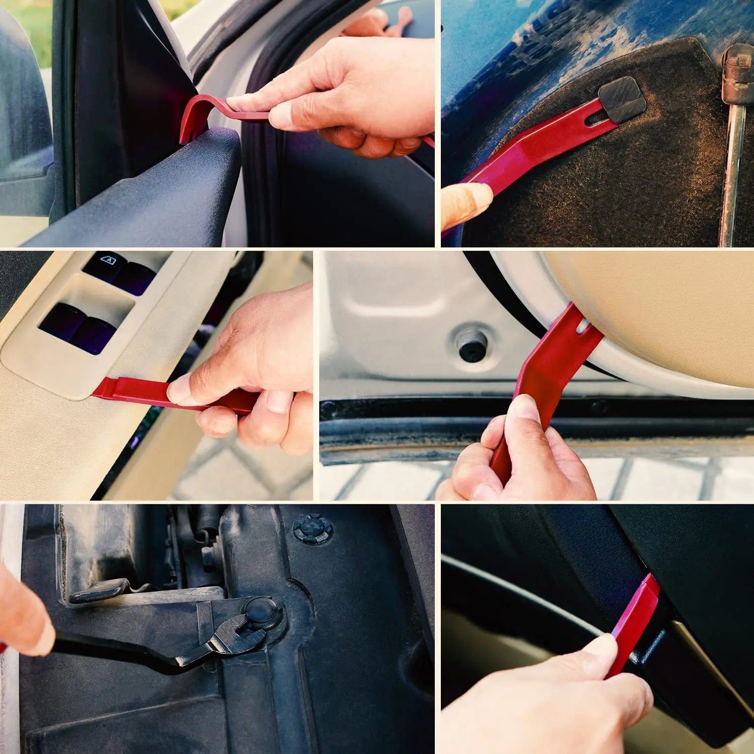 5-Piece Auto Trim Removal Tool Set - Red - Perfect for Car Interior Panel & Dashboard Repair, DIY Auto Detailing, and Vehicle Maintenance