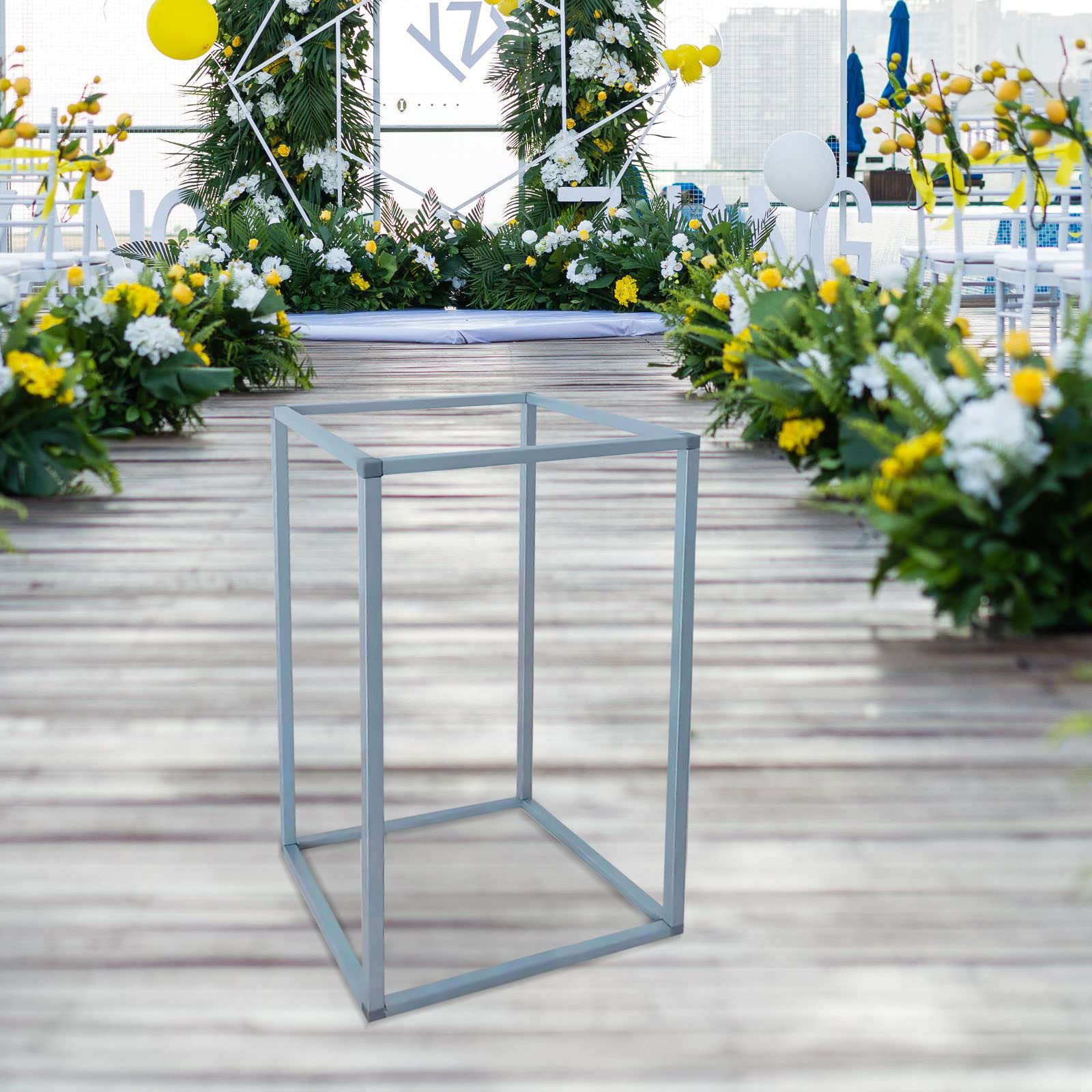 11-Piece Silver Geometric Metal Flower Stands - 40x21x21cm Wedding Vase Holders, Decorative Column Stands for Wedding Party Decorations | Perfect for Centerpieces, Reception Tables & Event Displays