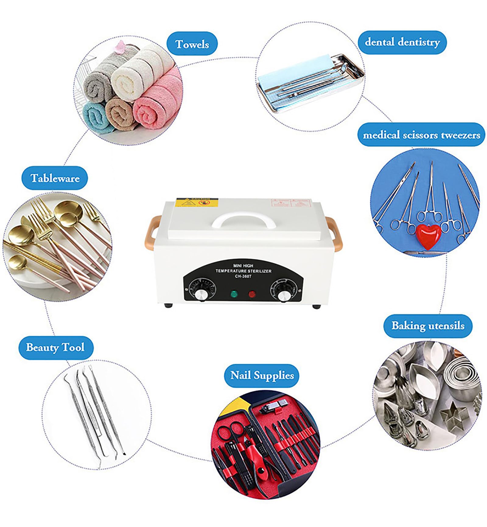 Portable High Temperature Sterilizer for Spa Towels & Salon Tools - 50-220℃ Adjustable Heat with Timer - Dental Clinic & Lab Disinfection Equipment - Perfect for Home Spas, Beauty Salons & Medical Facilities