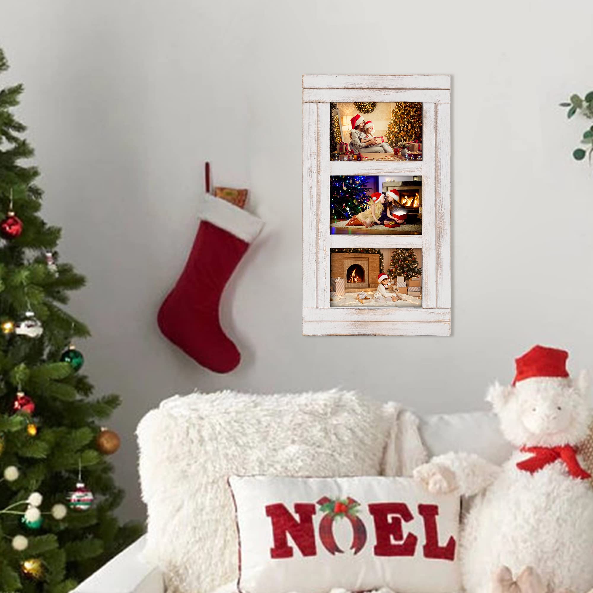 RiteSune Set of 3 Rustic 4x6 Picture Frames for Wall - Perfect for Photo Collage, Home Decor, Christmas & Birthday Gifts - White - Ideal for Living Room, Bedroom & Office Wall Decoration
