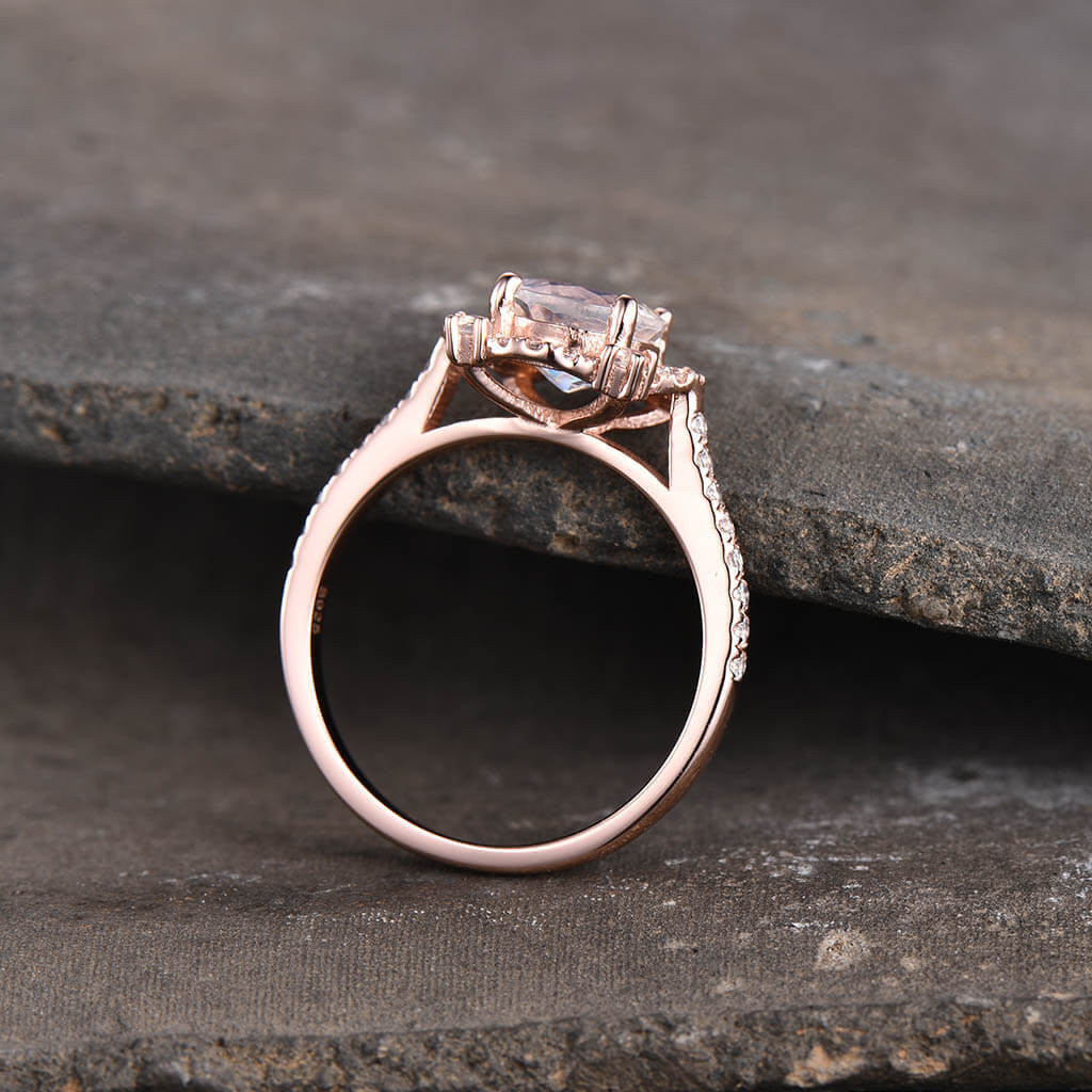 Exquisite Cordelia Moonstone & Diamond Engagement Ring with Milgrain Detailing - Perfect for Proposals, Weddings & Anniversary Gifts