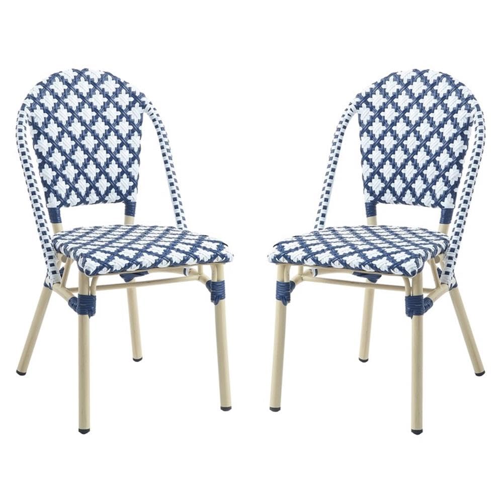 Furniture of America Misea Transitional Aluminum Patio Chairs (Set of 2) - Navy Blue Outdoor Dining Chairs for Patio, Garden, Poolside & Backyard Relaxation