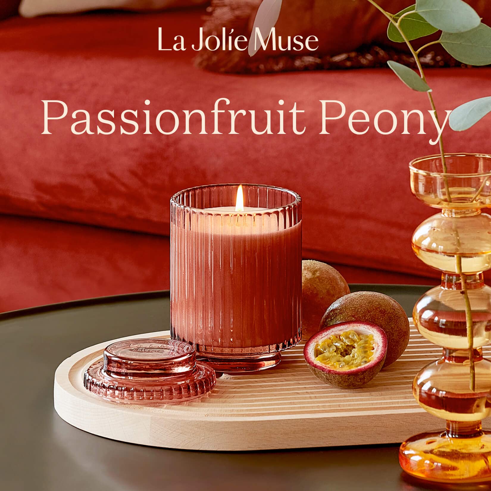 LA JOLIE MUSE Scented Soy Wax Candle - Passionfruit Peony Fragrance, 80-Hour Burn Time, 12.3oz Home Decor Gift for Women | Perfect for Relaxation, Spa Nights & Romantic Ambiance