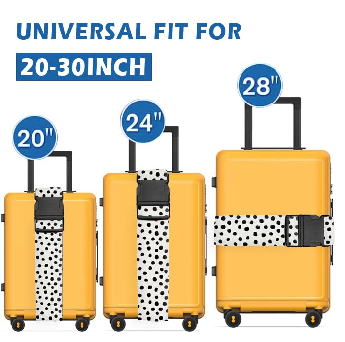 Durable Adjustable Luggage Straps for Suitcases with Quick-Release Buckle - Heavy Duty Travel Belt Accessories in Cute Polka Dot Design - Perfect for Air Travel, Vacation & Business Trips