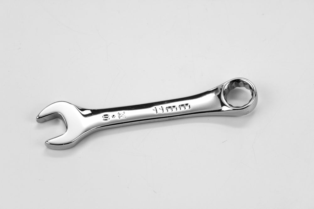 11mm 12-Point Metric Short Combination Chrome Wrench - Professional Automotive & DIY Tool for Tight Spaces