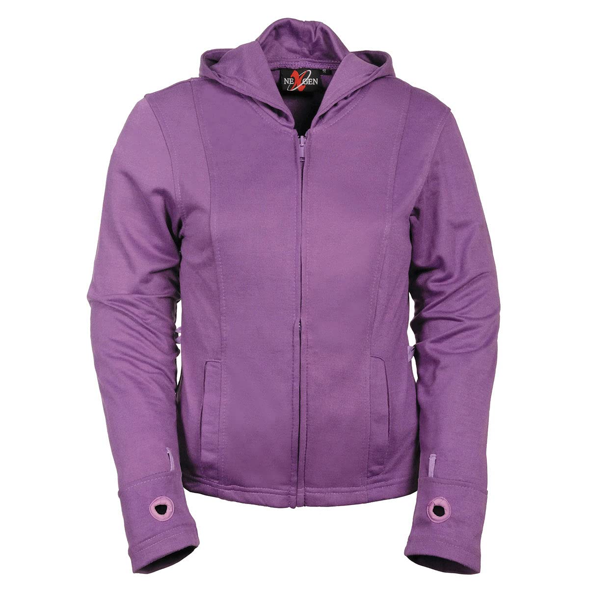 Milwaukee Leather MPL1967 Women's 3/4 Sleeve Hooded Black & Purple Motorcycle Jacket with Reflective Tribal Design - Plus Size 5XL - Perfect for Riding & Outdoor Adventures