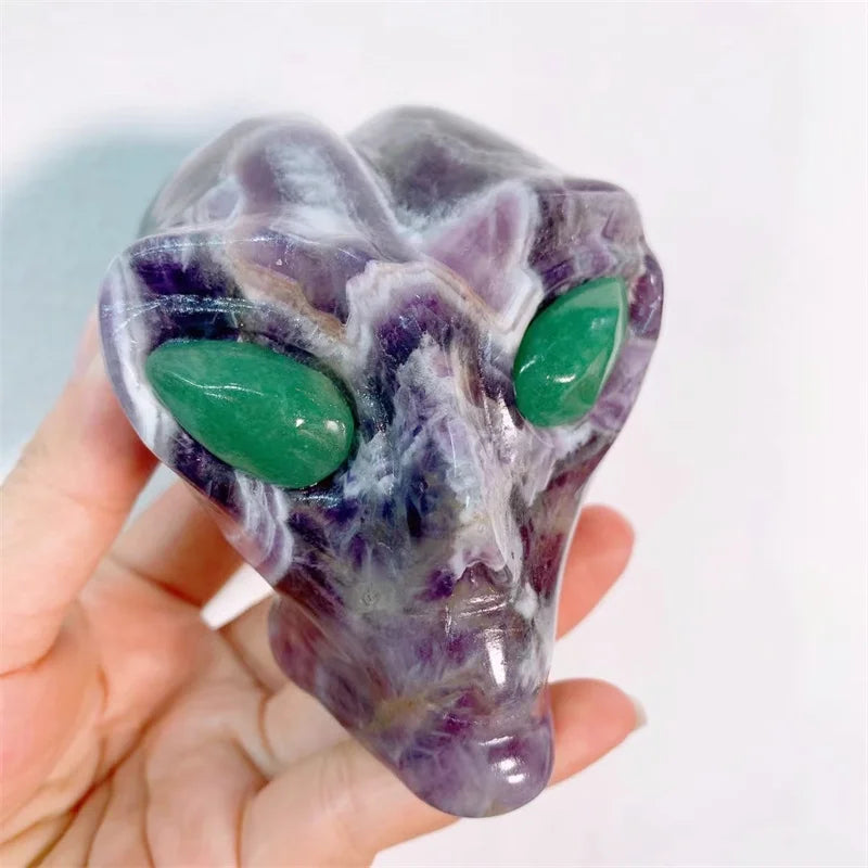 8cm Natural Stone Carved Alien Skull Statue - Healing Crystal Decor, Gemstone Collection (1pc) - Perfect for Meditation, Home Decor & Spiritual Gifts