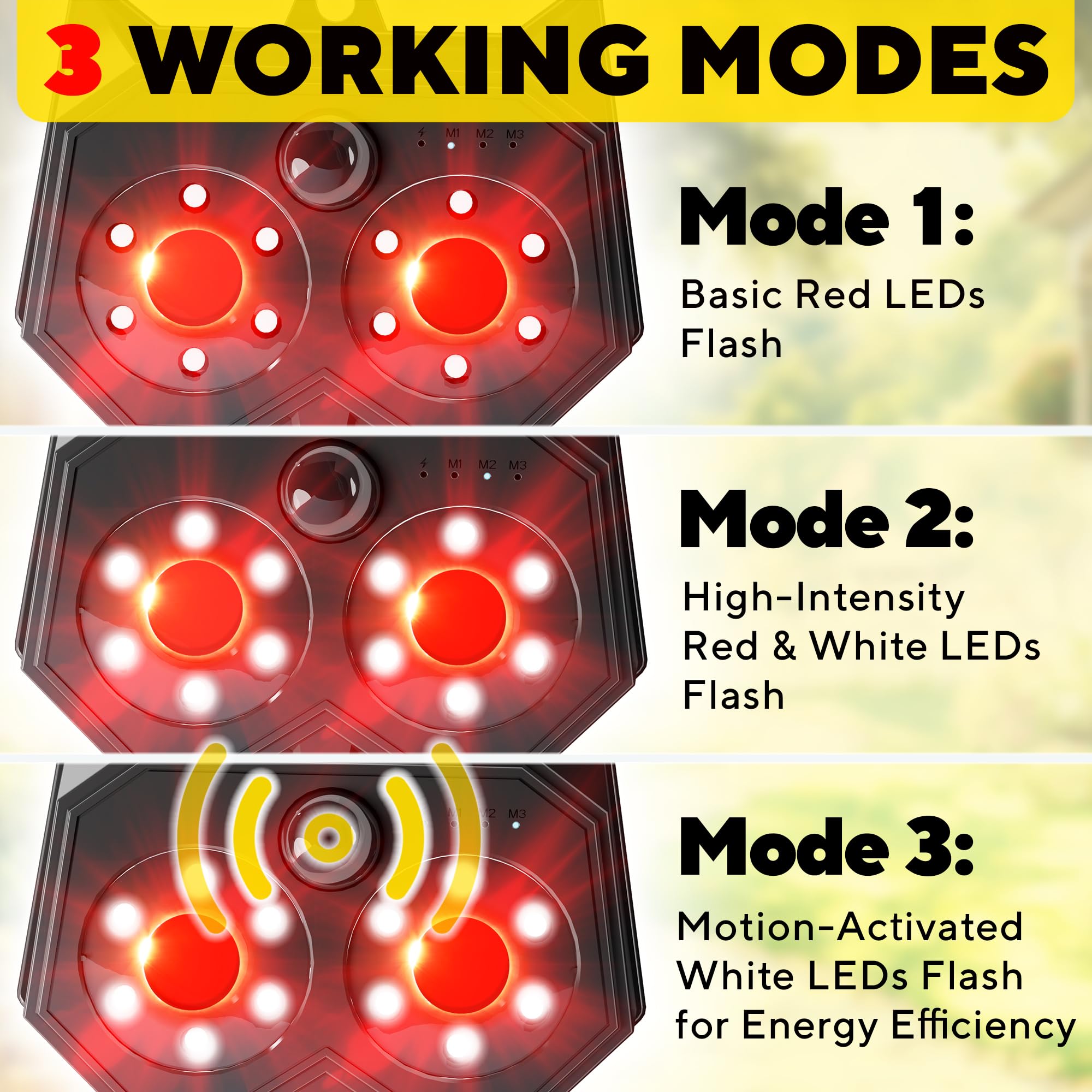 Solar Powered Animal Repellent Lights 2 Pack - Motion Activated Predator Eyes for Coyote, Deer, Fox, Raccoon Deterrent - Effective Pest Control Device for Chicken Coops, Farms, Gardens & Backyards - Outdoor Wildlife Protection Solution