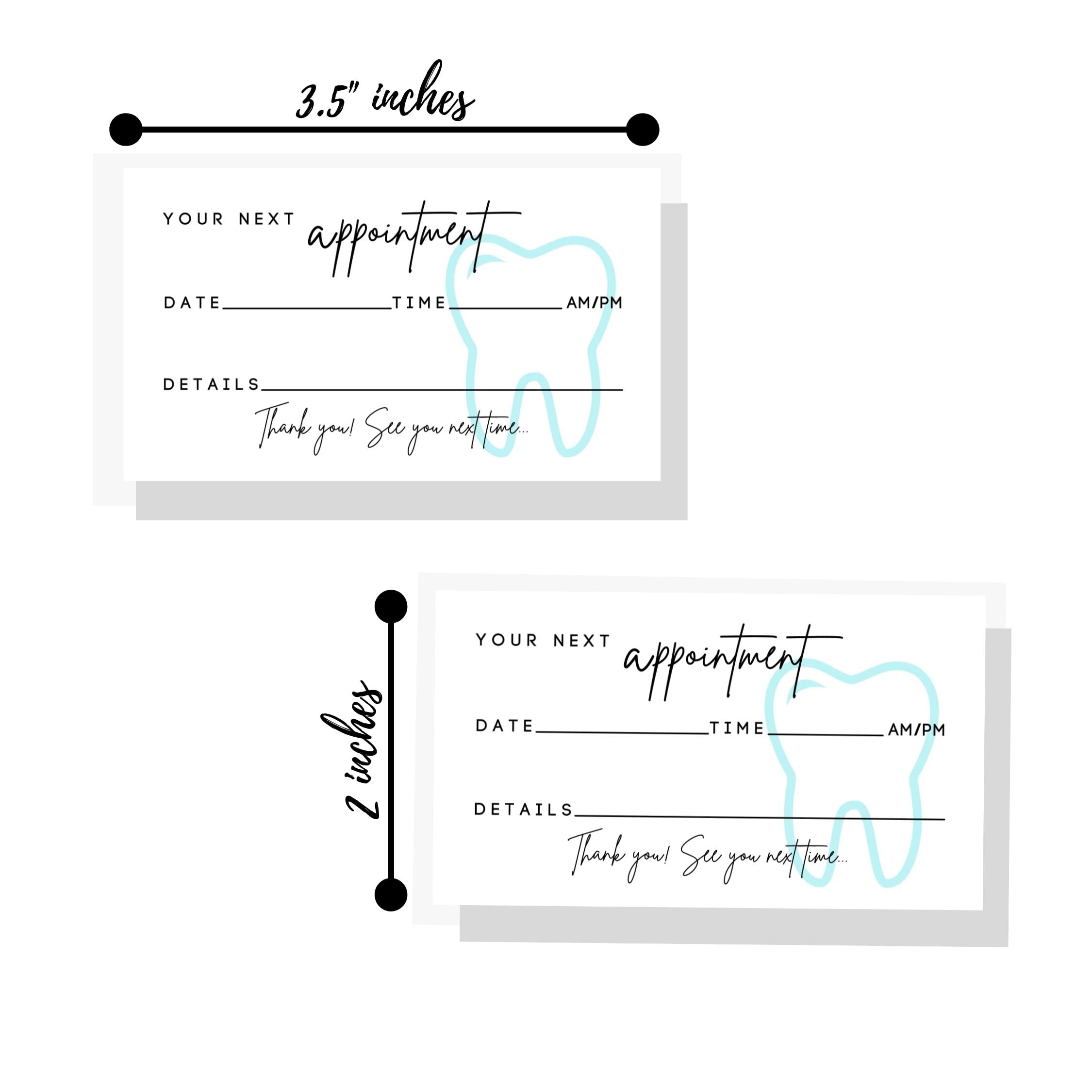 50 Pack Dental Appointment Reminder Cards | 2x3.5