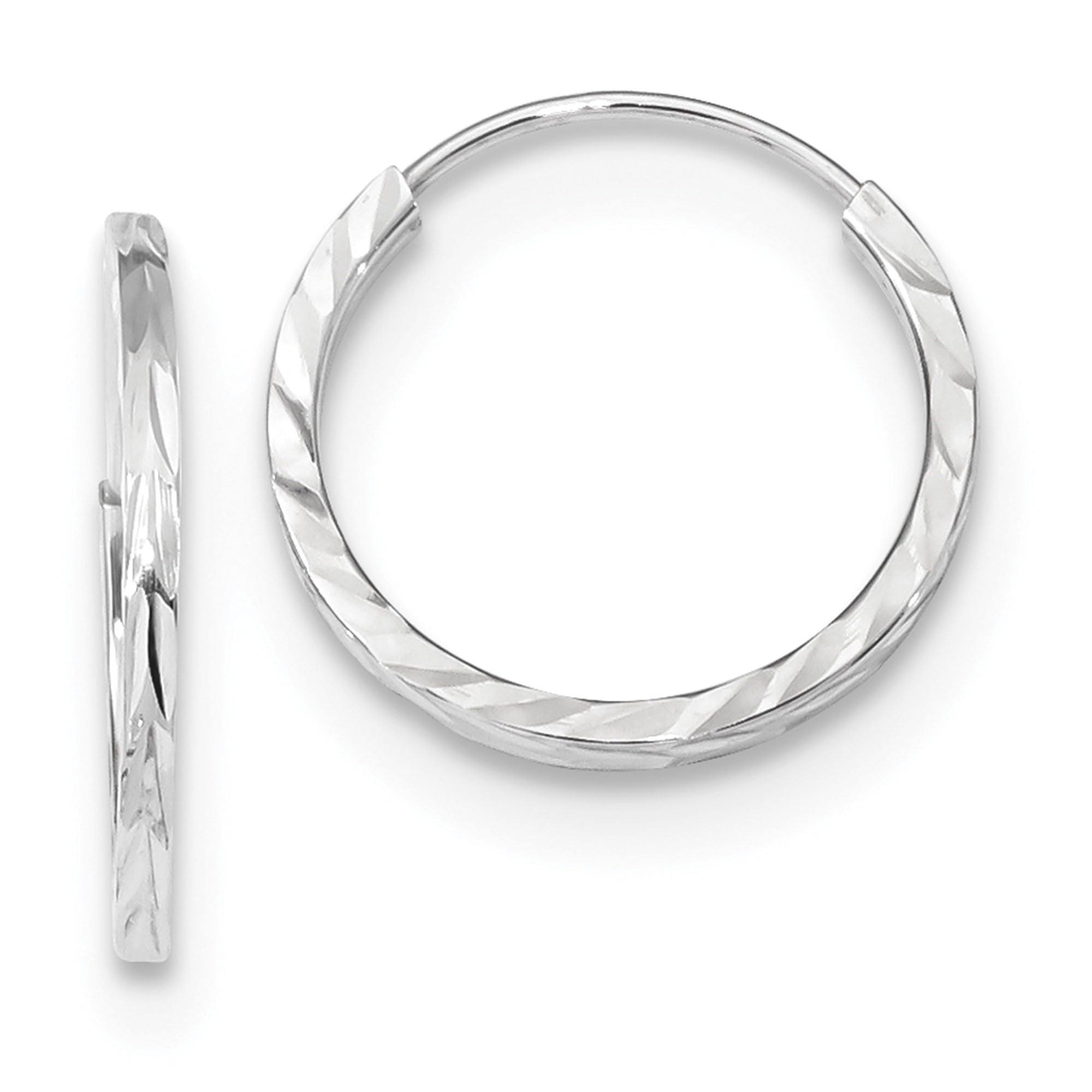 14K Solid White Gold Square Tube Endless Round Small Hoop Earrings for Women - Minimalist Dainty Everyday Jewelry for Work, Date Night & Gifts
