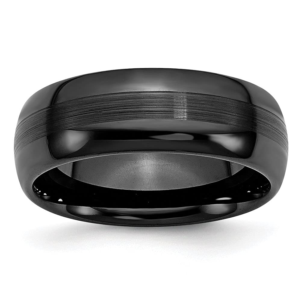 Diamond2Deal 8mm Black Ceramic Brushed & Polished Band Ring - Women's Fine Jewelry for Everyday Wear, Gift Giving & Special Occasions