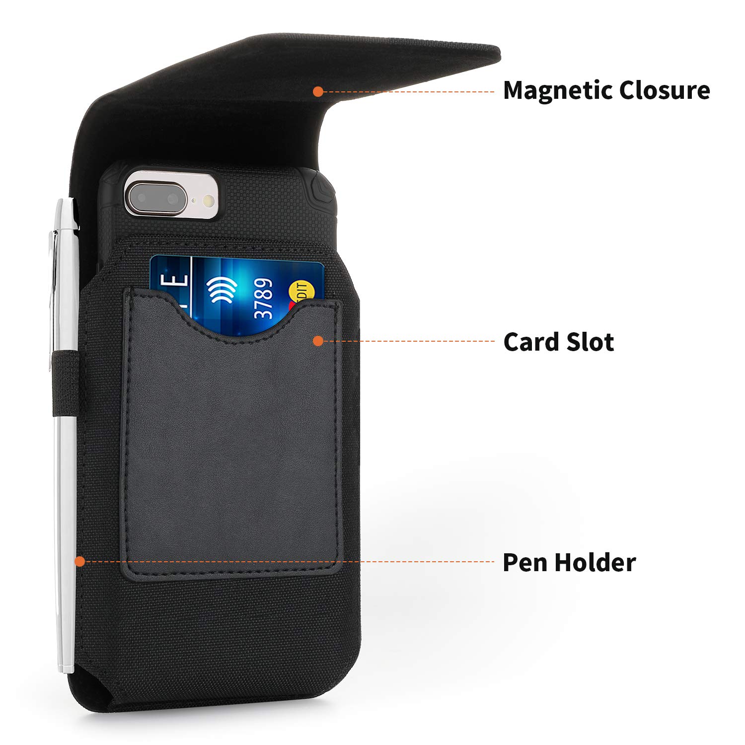 Durable Nylon Phone Pouch Holster Case with Belt Clip - Compatible with iPhone 16/15/14/13/12 Pro Max & Galaxy S24+/S23+/S22+/S21+/Note 20 Ultra 5G - Perfect for Outdoor Activities, Work & Travel