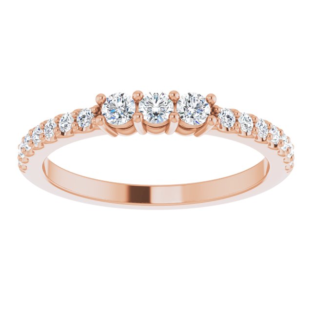 0.37 Carat Round Cut Diamond Wedding Band - 3 Stone Anniversary Ring for Women - Perfect for Engagement, Proposal & Special Occasions