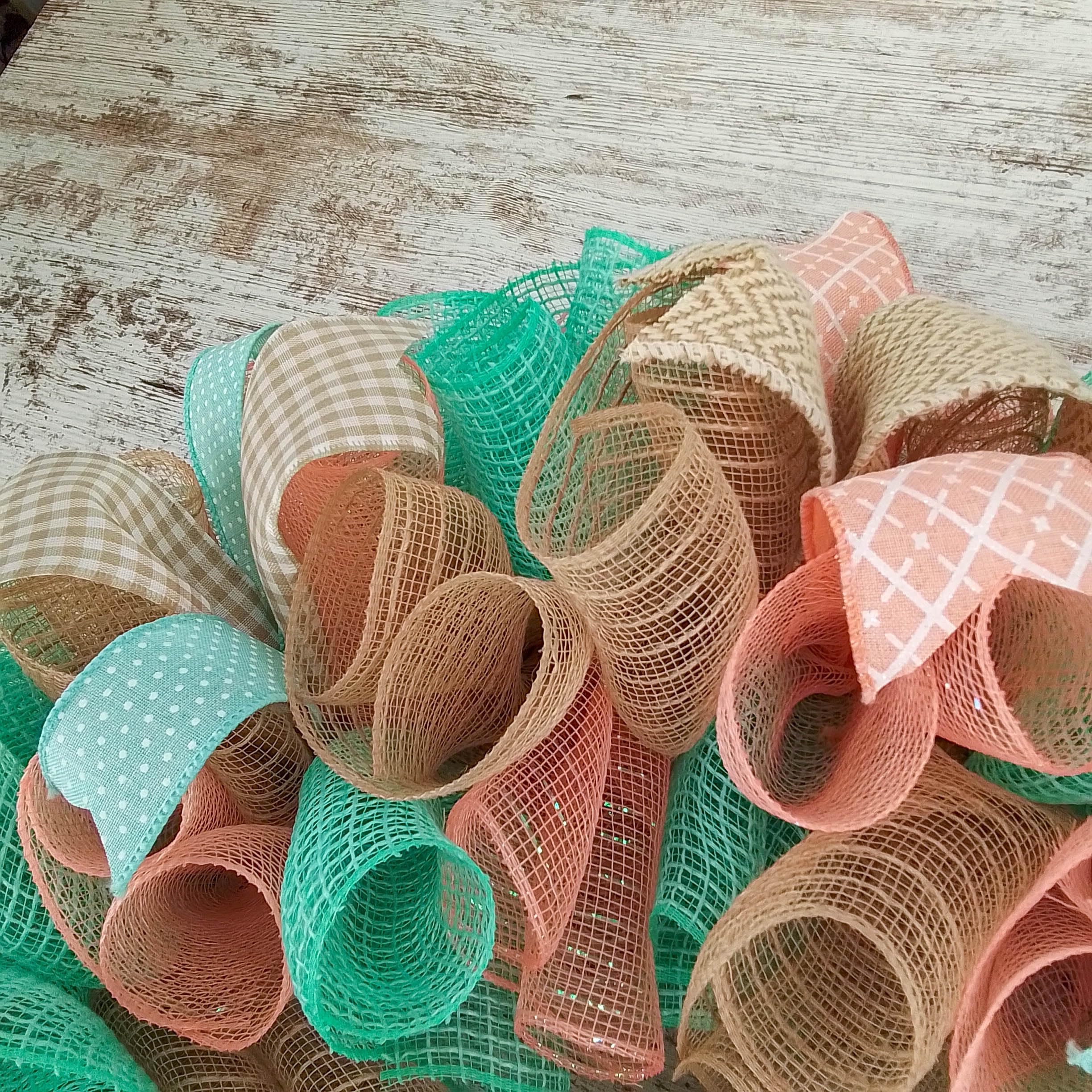 All Year Round Wreath - Elegant Everyday Birthday Gift for Women - Mint Coral Jute Decor - Perfect for Home, Office, and Party Decorations