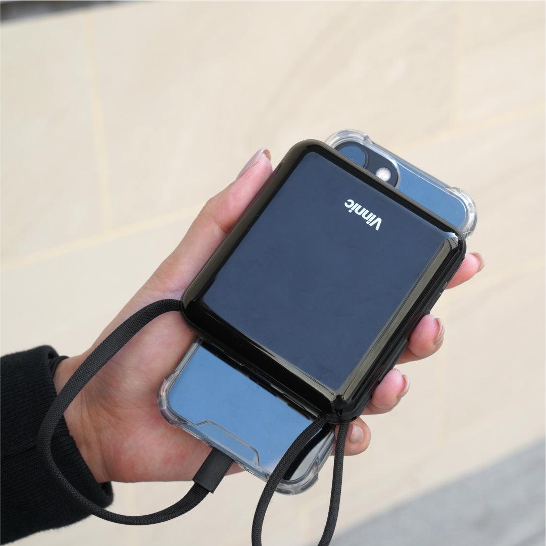 Vinnic Damavand 10000mAh Power Bank with Built-in Cables | PD QC 3.0 Fast Charging | Portable Charger for iPhone, Android, Tablets | Perfect for Travel, Camping & Emergency Power Backup