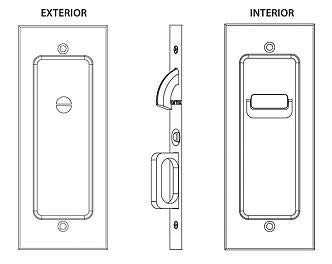 Emtek Modern Rectangular Privacy Pocket Door Mortise Lock - Antique Nickel Finish | Secure Sliding Door Hardware for Bedrooms, Bathrooms & Closets