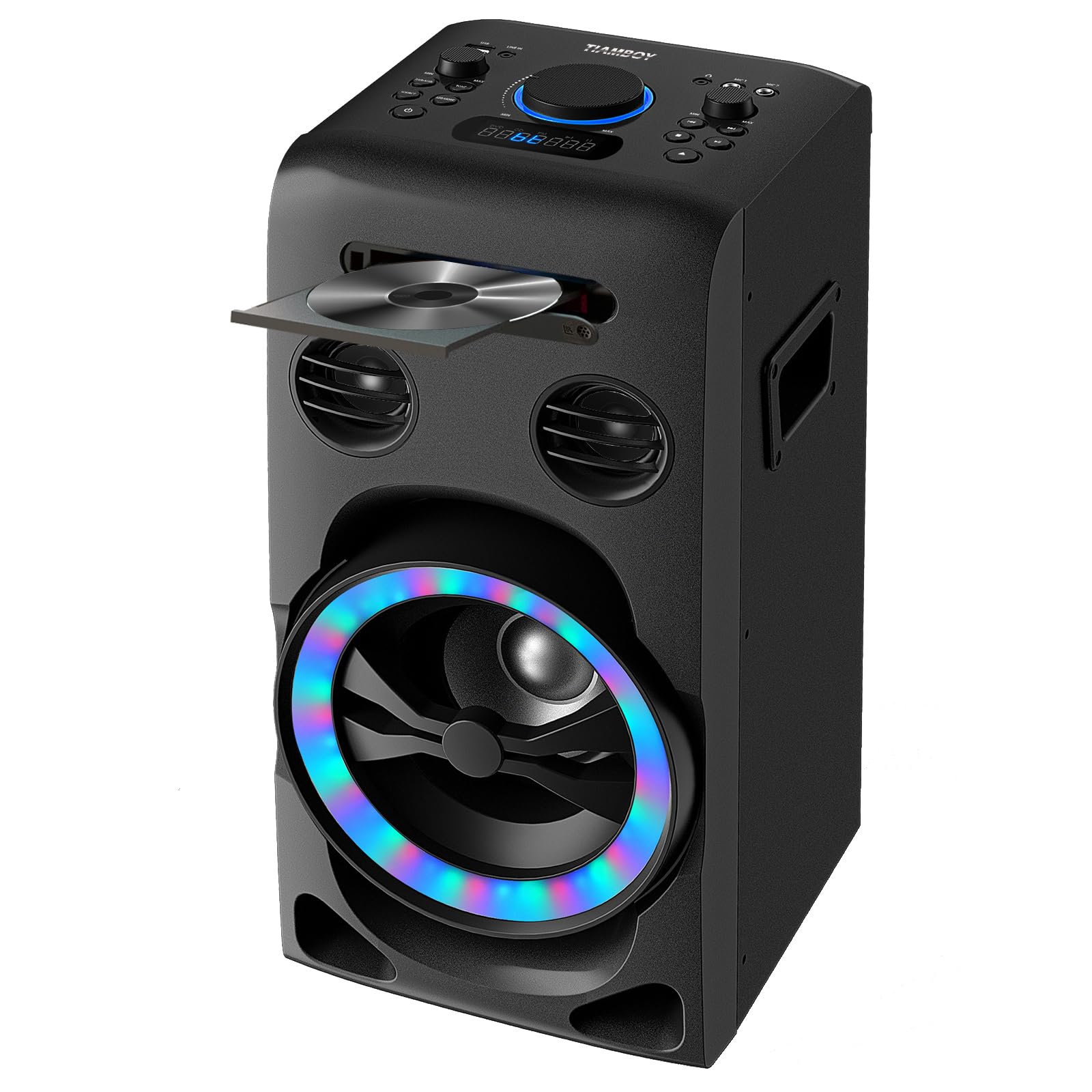 100W Home Bluetooth Stereo System with CD Player | HiFi Music System with Bluetooth 5.0, FM Radio, USB/AUX Input | Karaoke Function & LED Lights for Living Room, Bedroom, Party Entertainment