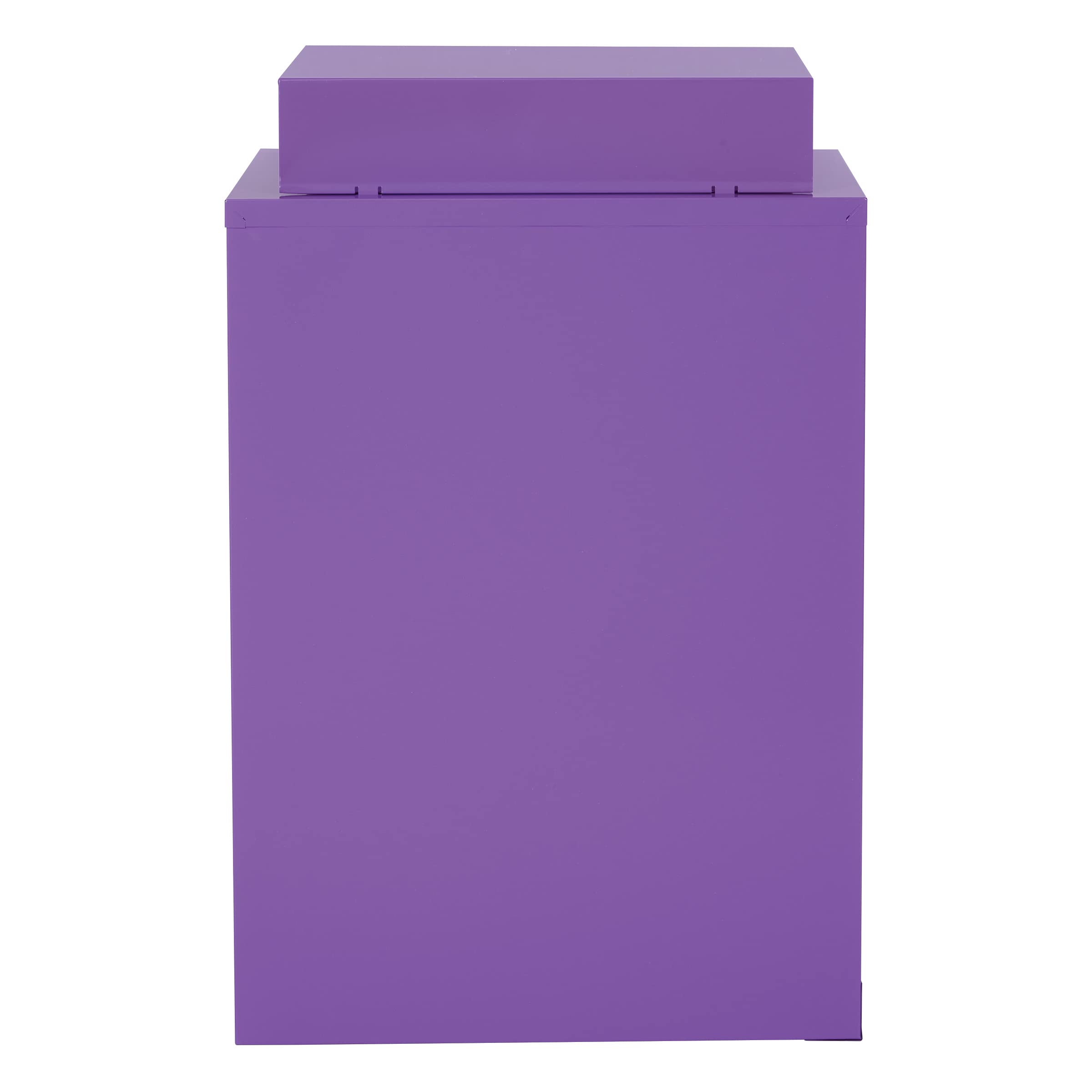 OSP Home Furnishings 3-Drawer Locking Metal File Cabinet with Top Shelf, Purple - Secure Document Storage for Office, Home & School Organization