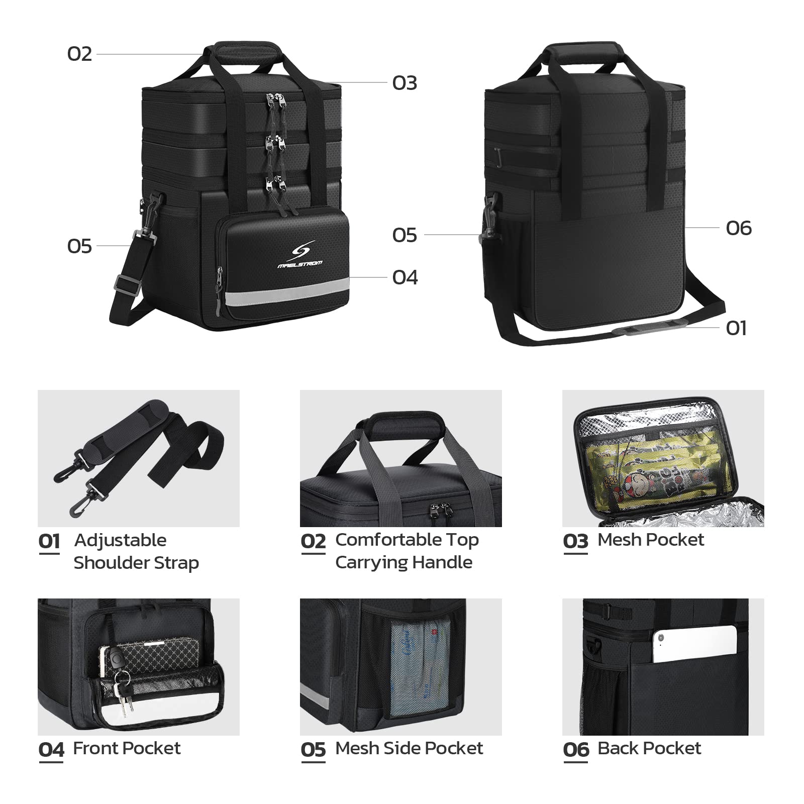**Insulated Leakproof Lunch Box for Men & Women - Maelstrom Cooler Lunch Bag for Work, School, Gym & Outdoor Picnics**