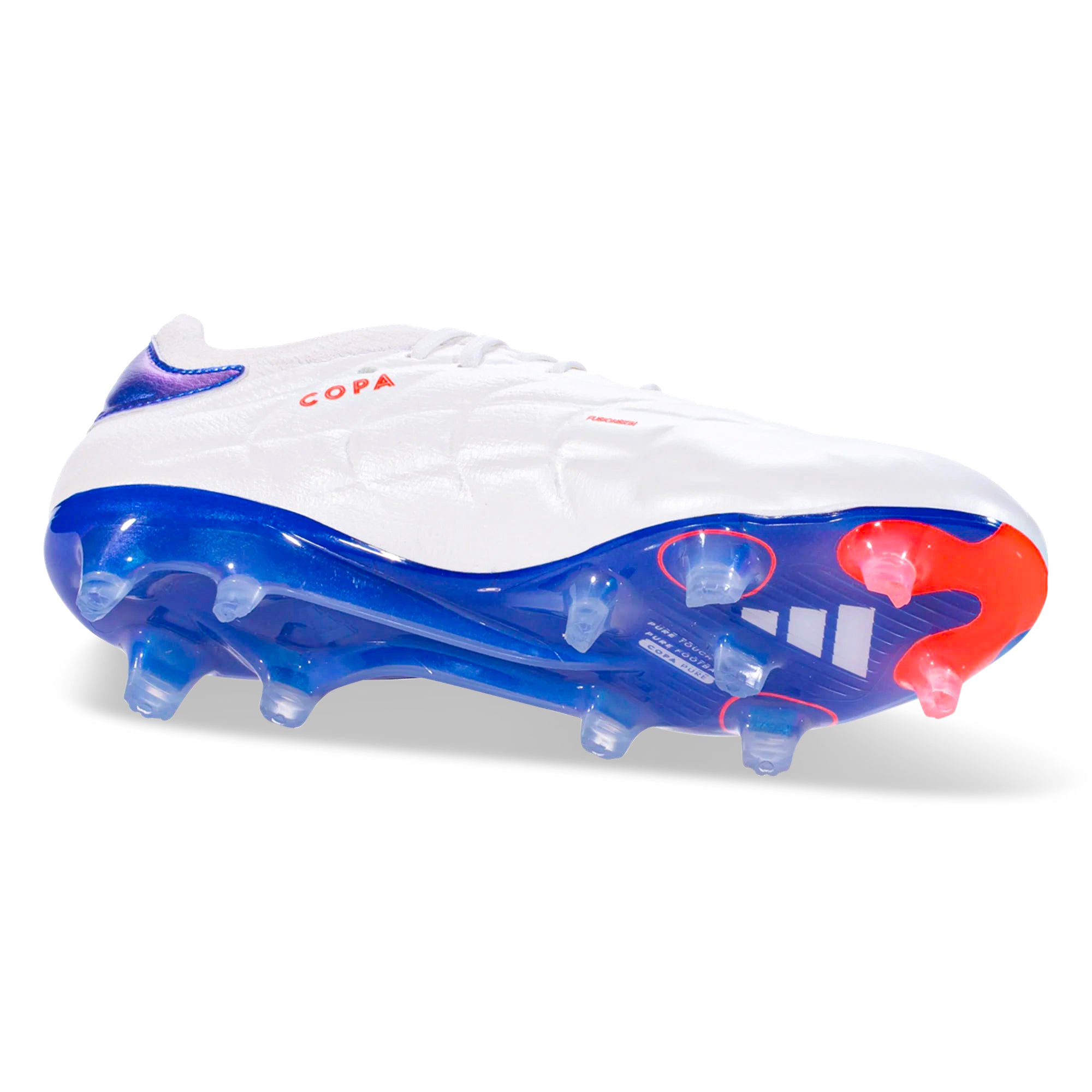 Adidas Copa Pure 2 Elite FG Soccer Cleats - White/Lucid Blue/Solar Red - Firm Ground Football Boots for Men - Perfect for Professional Matches and Training Sessions