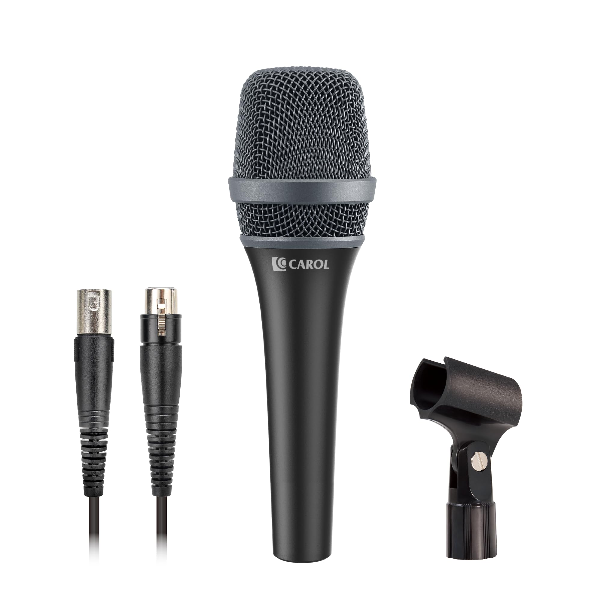 CAROL AC-900 Professional XLR Dynamic Microphone - Supercardioid Vocal Mic with AHNC Noise Cancellation for Singers, Podcasting, Live Performances & Studio Recording | Includes Mic Clip & 14.8ft XLR Cable (Black) | Perfect for Home Karaoke, Church Worship & Stage Shows