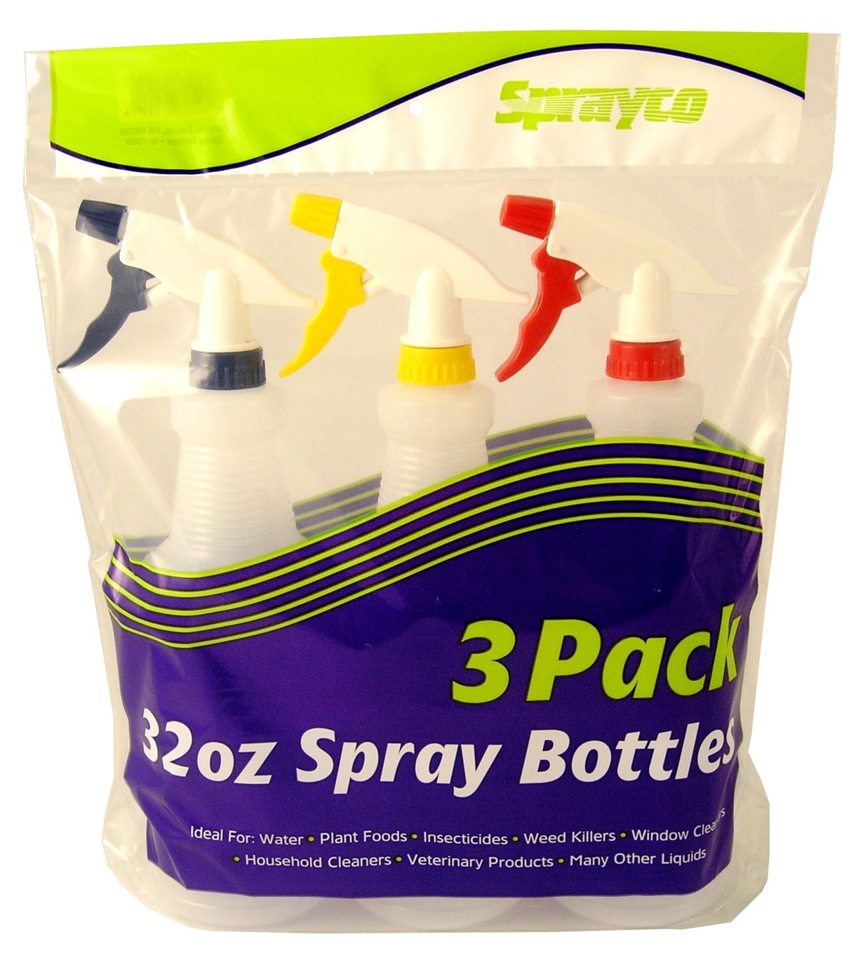 Sprayco 801617 3-Pack 32oz Spray Bottles - Heavy Duty Plastic Sprayer for Cleaning, Gardening & DIY Projects