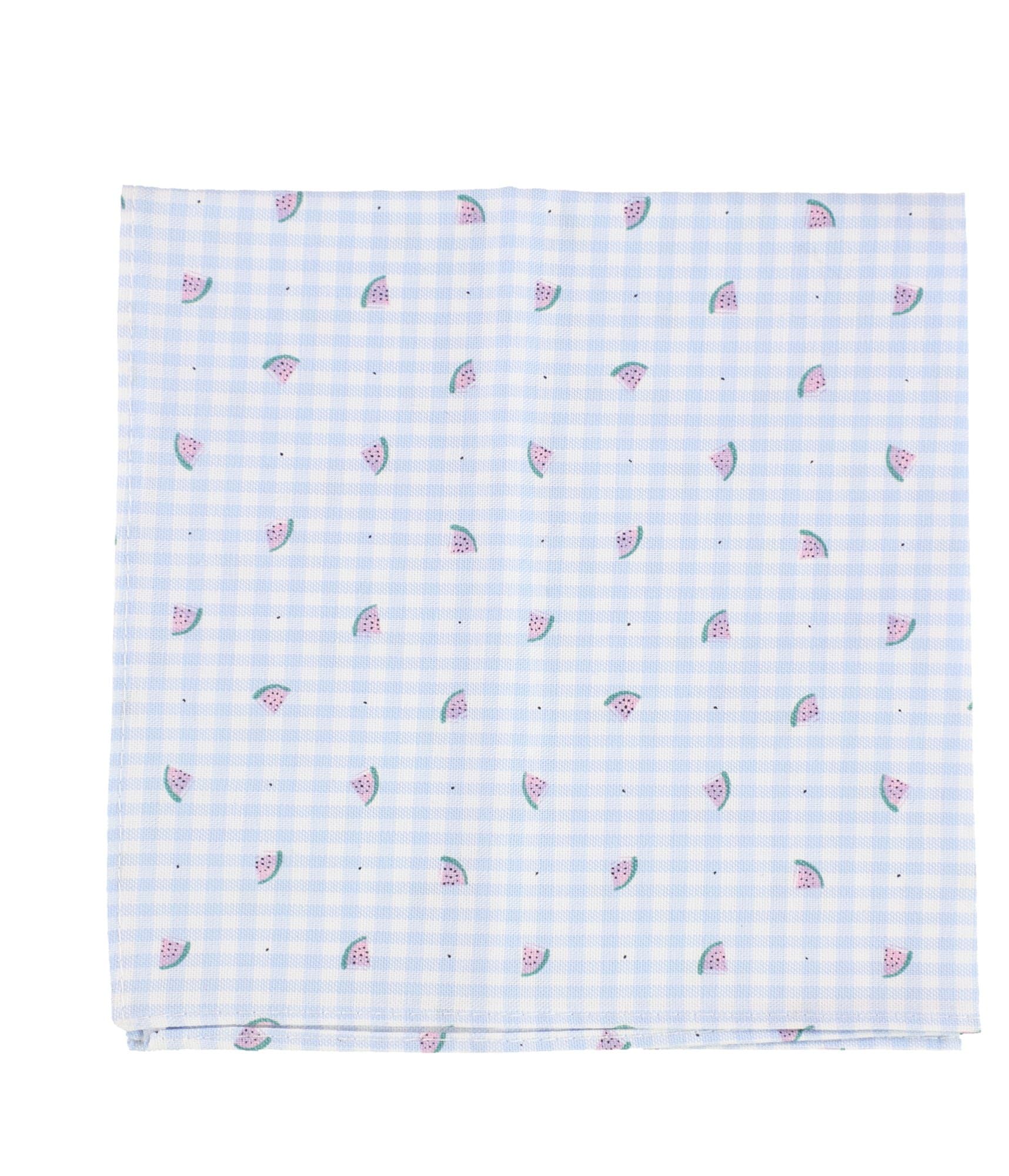 Bar III Men's Blue Watermelon Gingham Pocket Square - Classic Silk Pocket Handkerchief for Formal Wear, Weddings & Business Attire - One Size