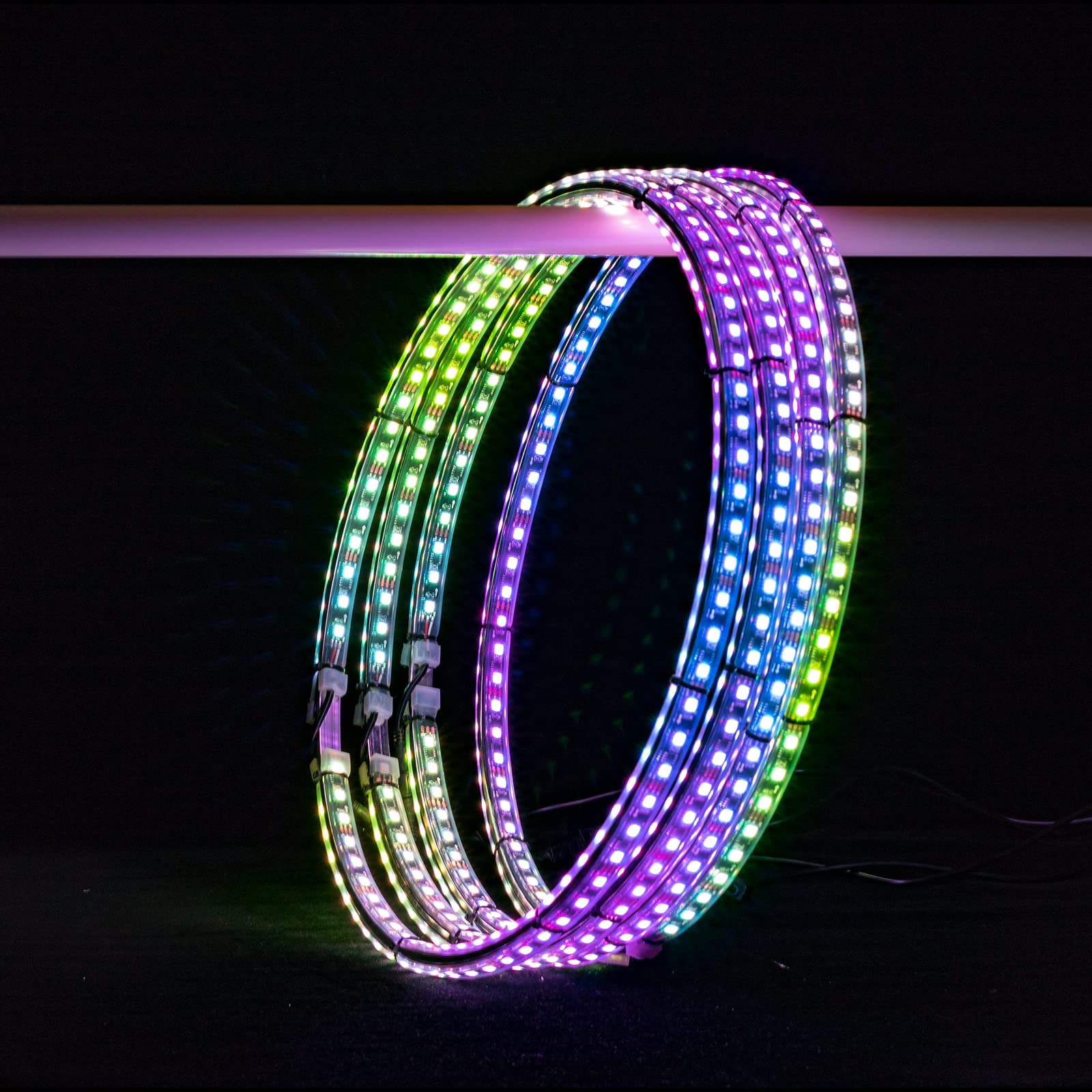 4pcs 17.5 Inch Double Row LED Wheel Lights for Truck Car ATV UTV - RGB Color Changing Rim Rings with Turn Signal & Brake Function, Remote & App Control - Perfect for Off-Roading, Night Rides & Car Shows