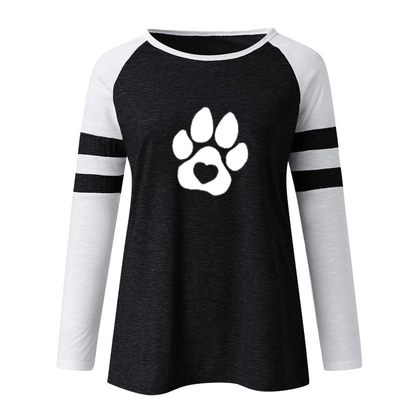 Stylish Women's Long Sleeve Graphic T-Shirt with Round Neck & Stripe Print - Casual Plus Size Blouse for Everyday Wear | Perfect for Office, Dating & Weekend Outfits