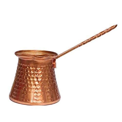 YF-CHEN 320ml Turkish Copper Coffee Pot with Wooden Handle - Traditional Cezve/Ibrik for Stovetop Brewing - Perfect for Turkish Coffee, Espresso & Home Cafeteria Use