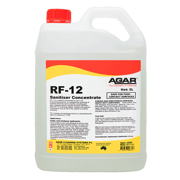 RF12 No Rinse Food Grade Sanitizer Concentrate - Professional-Grade Surface Disinfectant for Commercial Kitchens, Restaurants & Food Processing