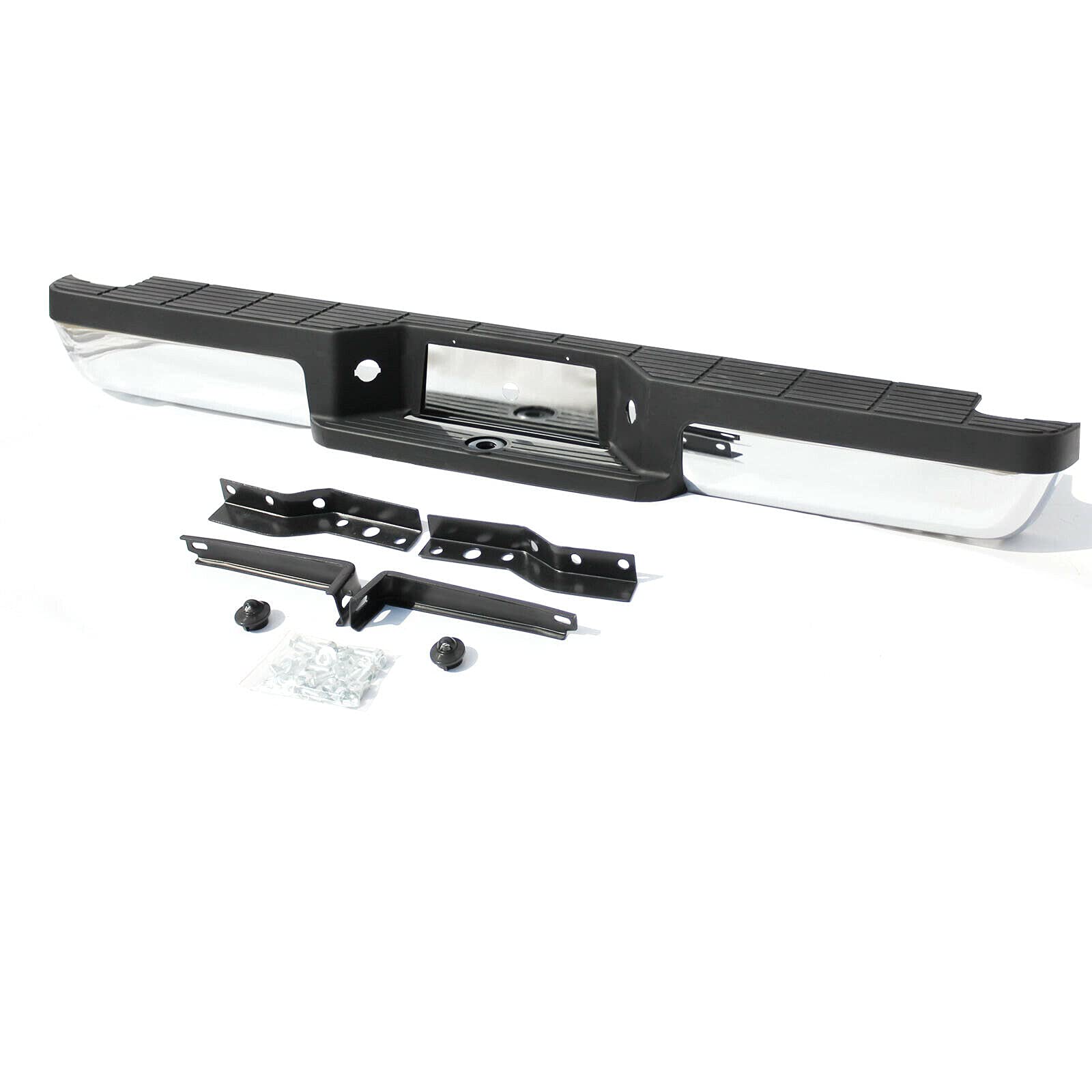Chrome Rear Step Bumper for 1993-2011 Ford Ranger Fleetside Pickup Truck - Heavy Duty Replacement Part for Off-Roading & Towing