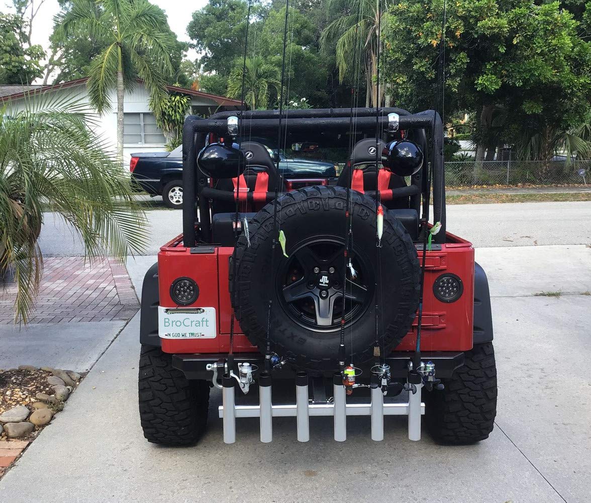 Brocraft Hitch Mount 6 Pole Fishing Rod Holder - Heavy Duty Truck Rod Rack for Pickup & SUV - Perfect for Beach, Lake & River Fishing Adventures
