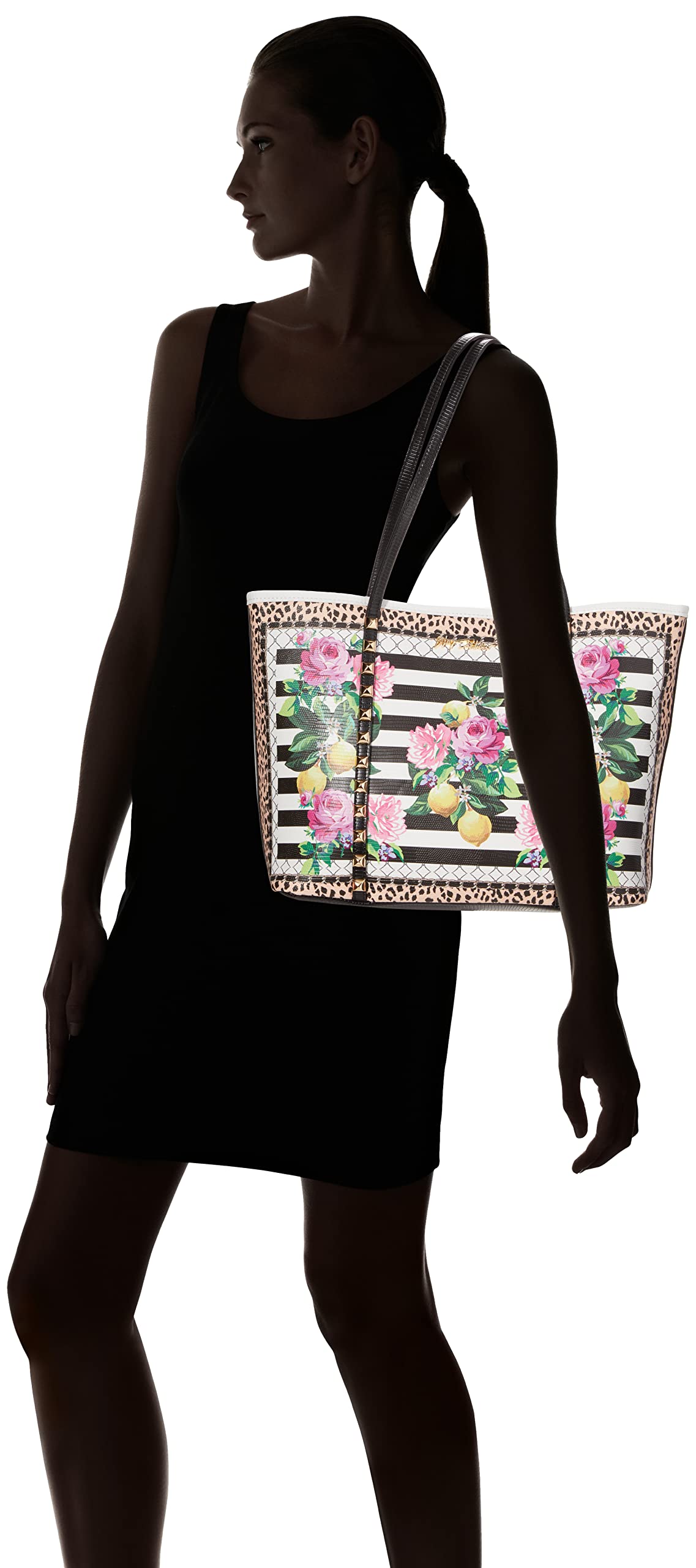 Betsey Johnson Black and White Amazing Tote Bag - Stylish Large Shoulder Bag for Women, Perfect for Work, Travel, and Everyday Use