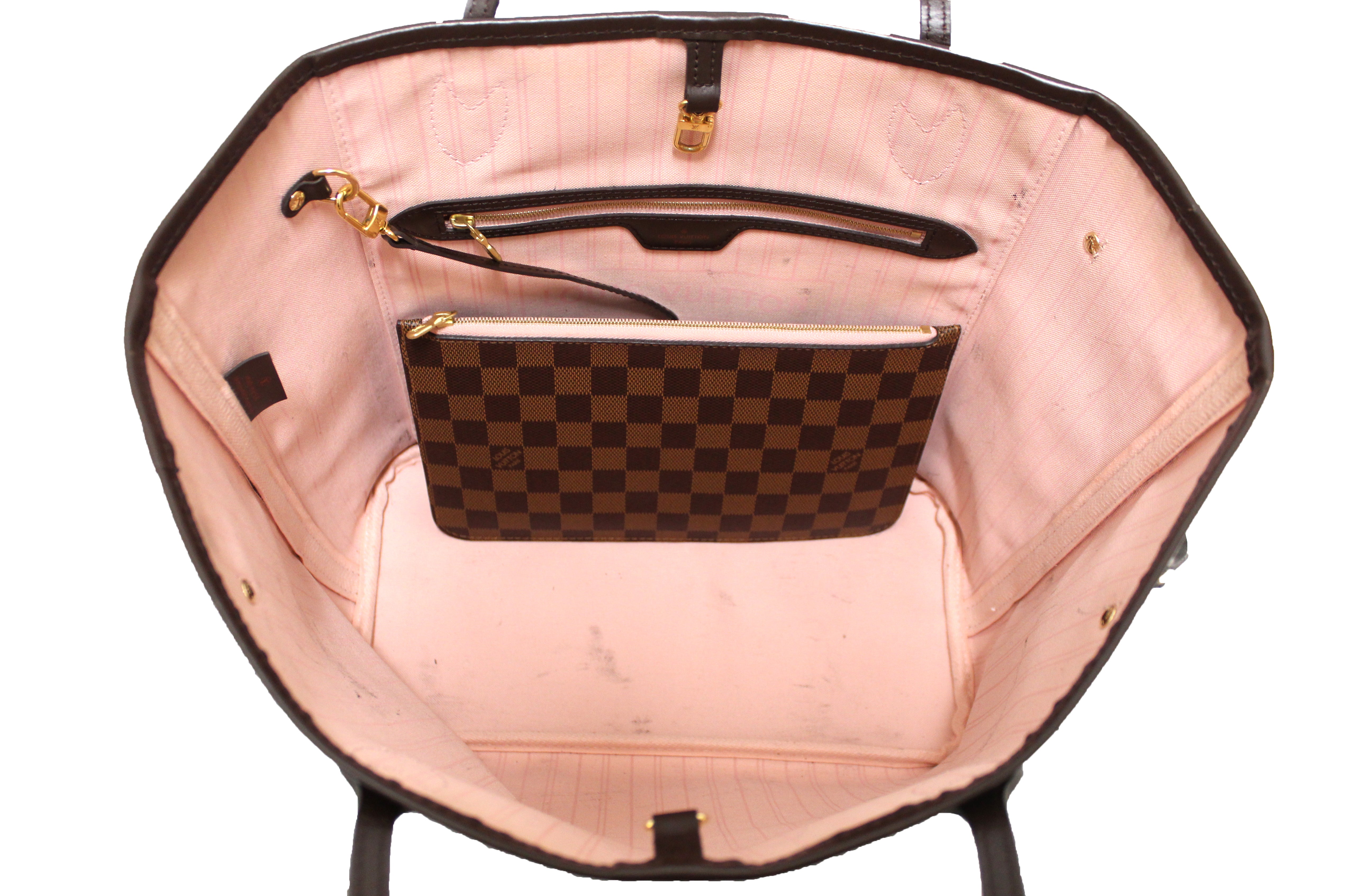 Authentic Louis Vuitton Damier Ebene Canvas Neverfull MM Tote Shoulder Bag for Women - Luxury Designer Handbag for Work, Travel & Everyday Use
