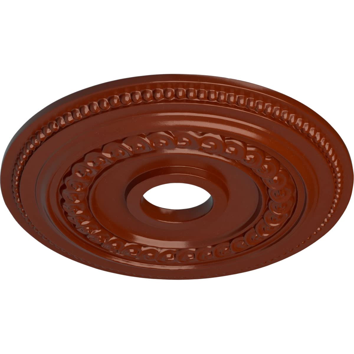 Ekena Millwork CM18OL1FIF Oldham Ceiling Medallion - 18 Inch Round Decorative Ceiling Rose - Hand-Painted FireBrick Finish - Perfect for Dining Room, Living Room & Bedroom Ceiling Decor