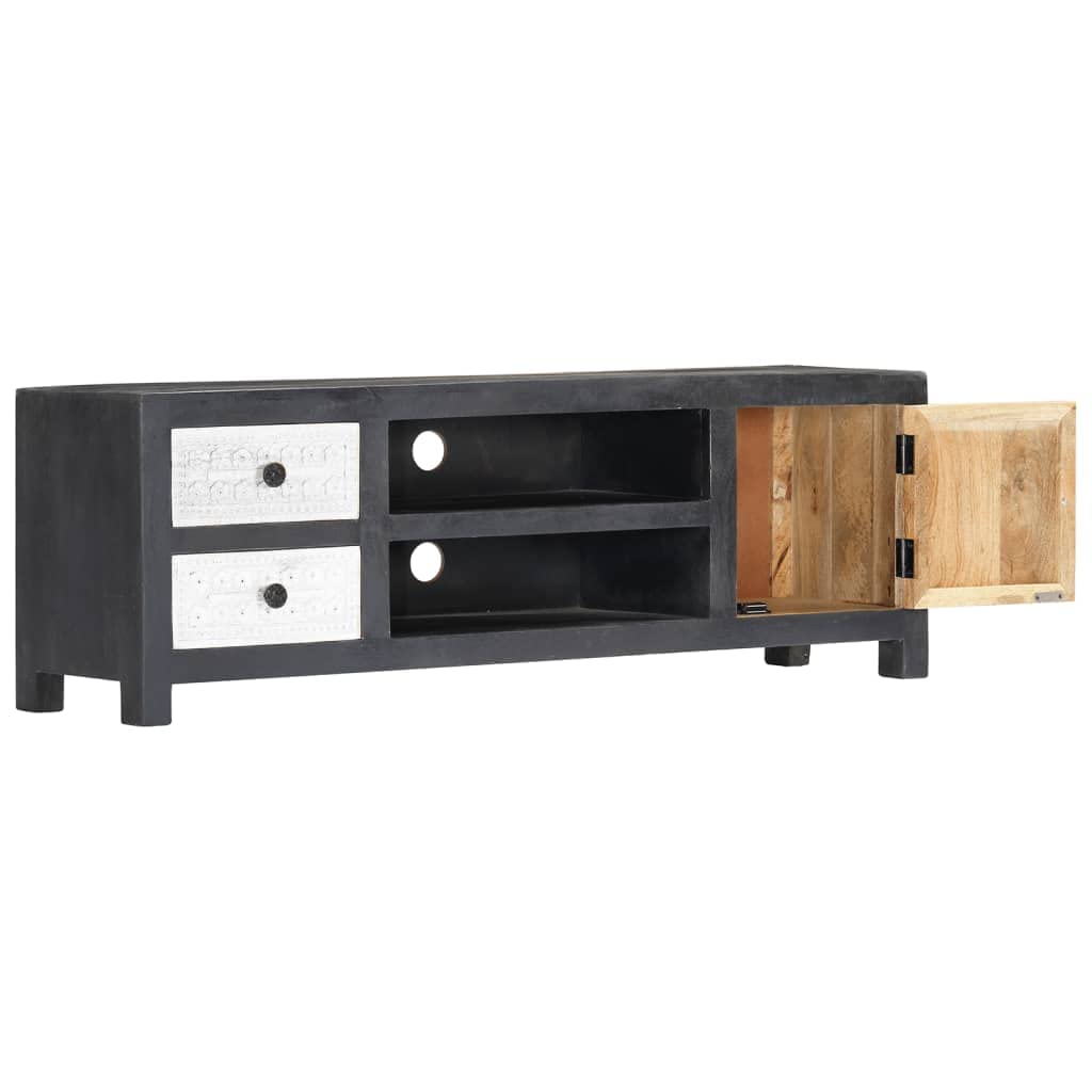 Modern Solid Mango Wood TV Stand with Storage - 47.2
