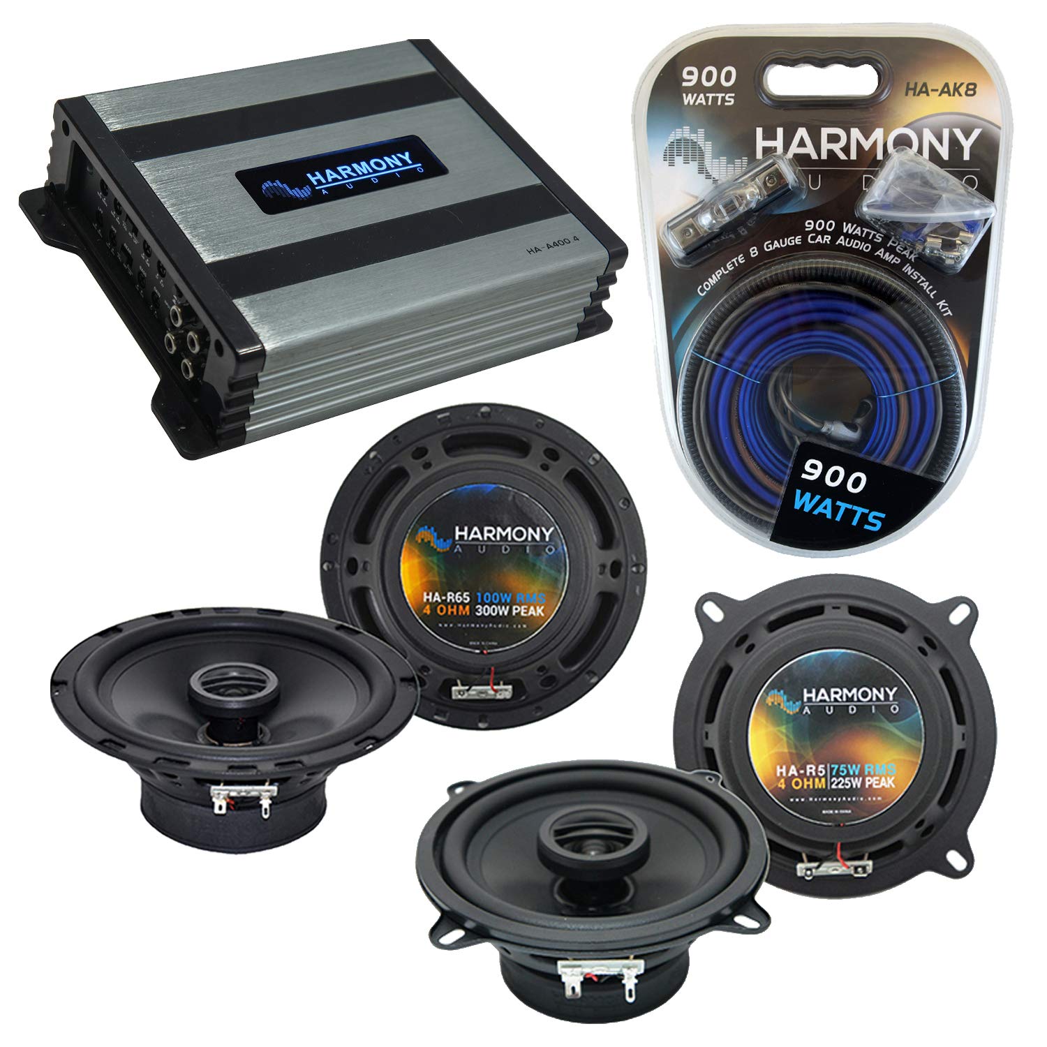 Volvo C70 Convertible 2003 OEM Speaker Replacement Kit - Harmony Audio R65 R5 & HA-A400.4 Amplifier Bundle | Premium Sound Upgrade for Road Trips & Convertible Driving