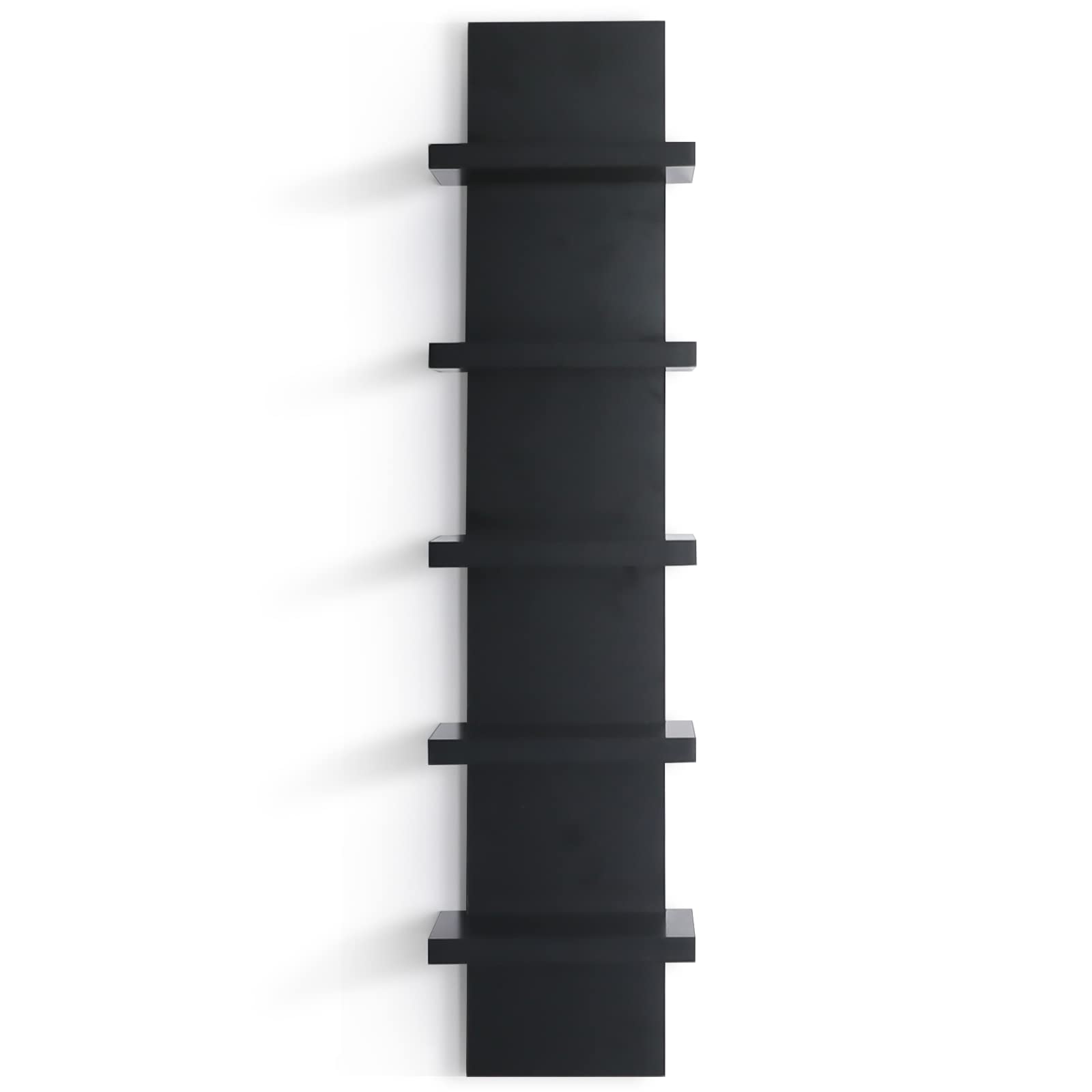 5 Tier Black Wall Shelves - Vertical Floating Storage Shelf for Home Decor & Organization - Perfect for Bedroom, Living Room & Office - 30.7 Inch Space-Saving Design - Ideal for Books, Plants, Photos & Decorative Items