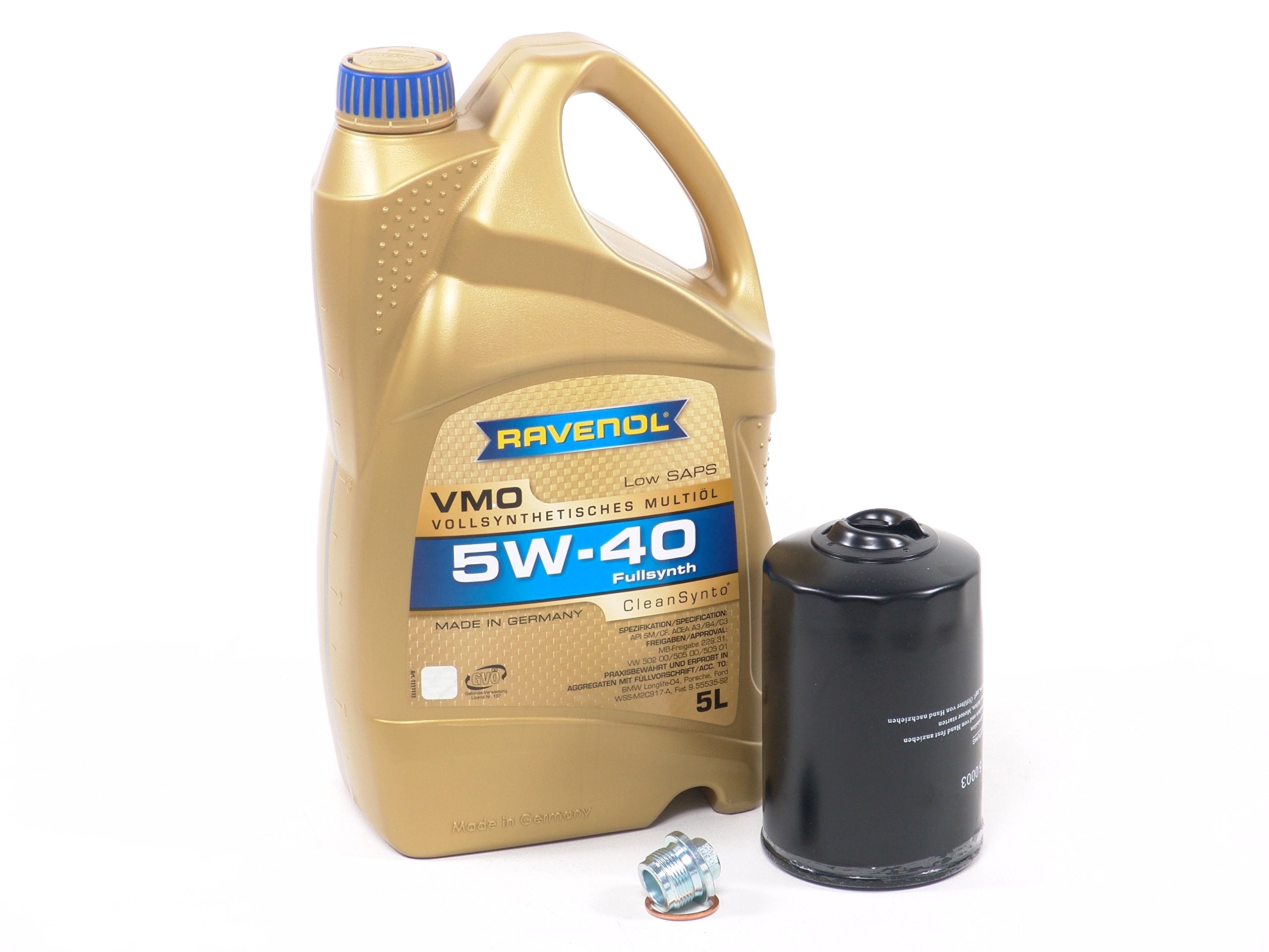 Blau J1A5052-A Full Synthetic 5W40 Motor Oil Change Kit - Compatible with 1997-1999 Audi A4 1.8T 4-Cylinder Engine - Includes Oil Filter & Drain Plug - Perfect for DIY Car Maintenance & Engine Protection