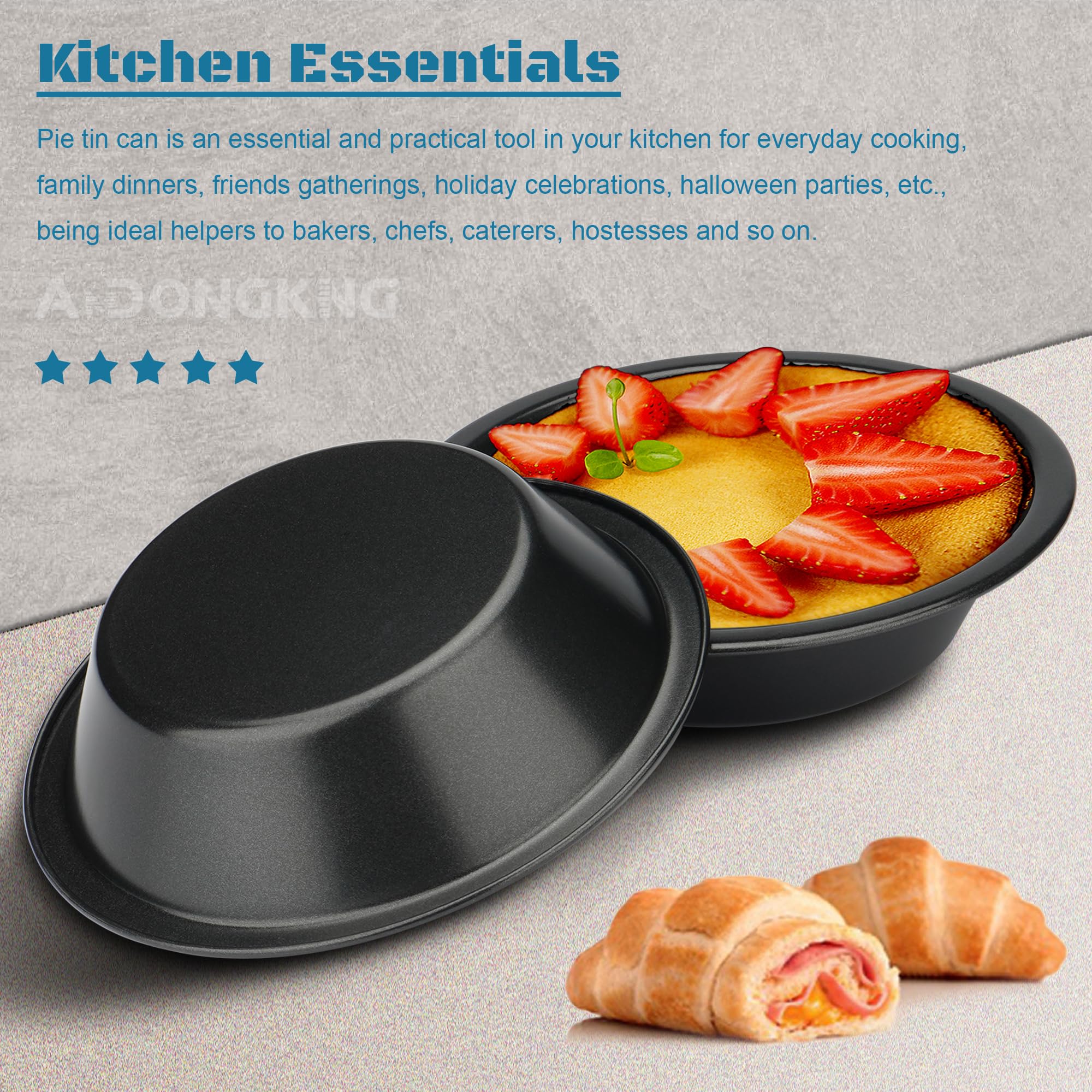 5 Inch Nonstick Mini Pie Pans - 4 Pack Small Round Cake & Meat Pie Tins for Oven Baking, Air Fryer & Instant Pot | Perfect for Individual Desserts, Pot Pies & Party Treats