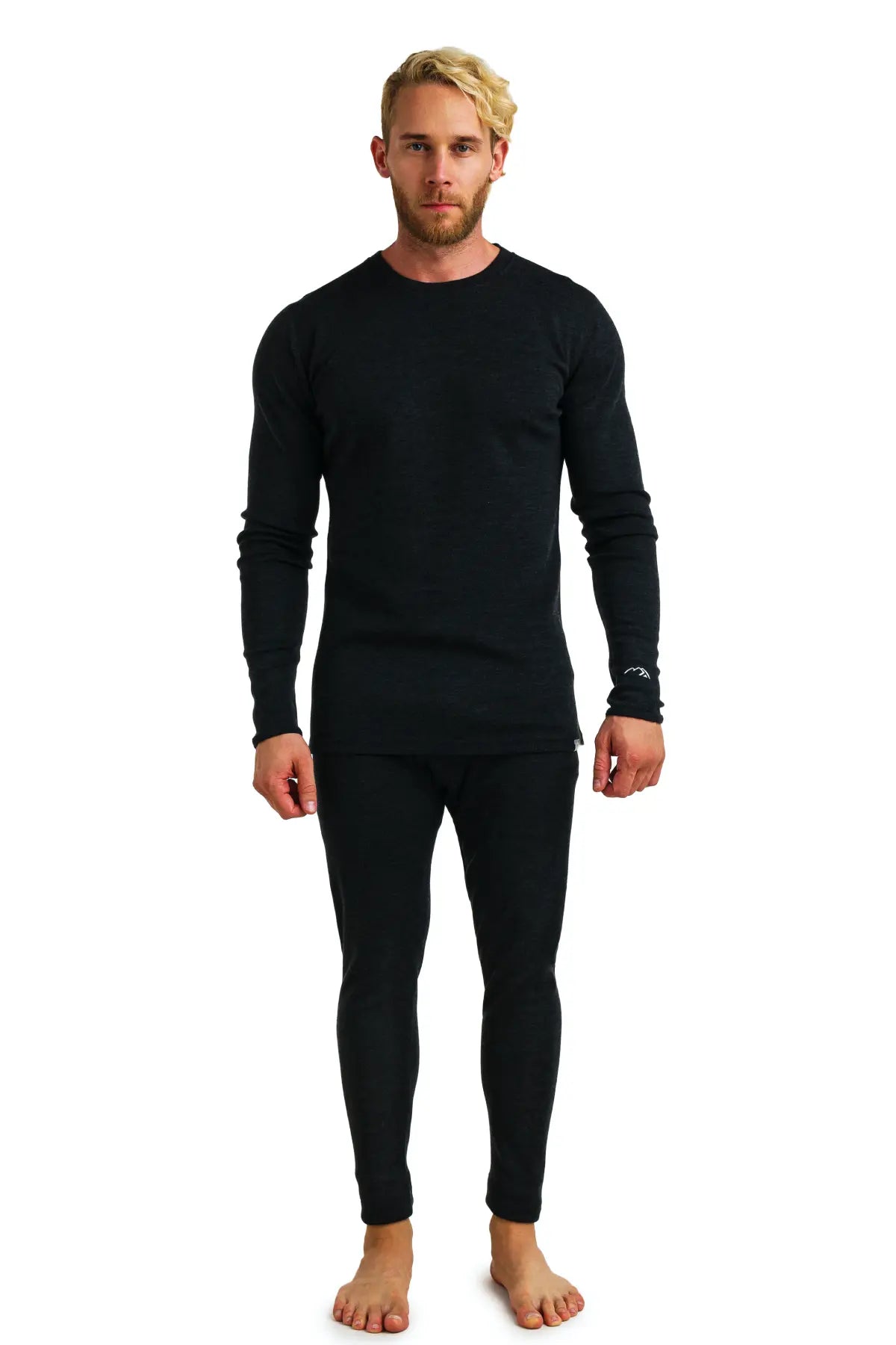 Men's Merino Wool Thermal Underwear Set - 320 GSM Charcoal Grey - Base Layer for Skiing, Hiking & Winter Outdoor Activities