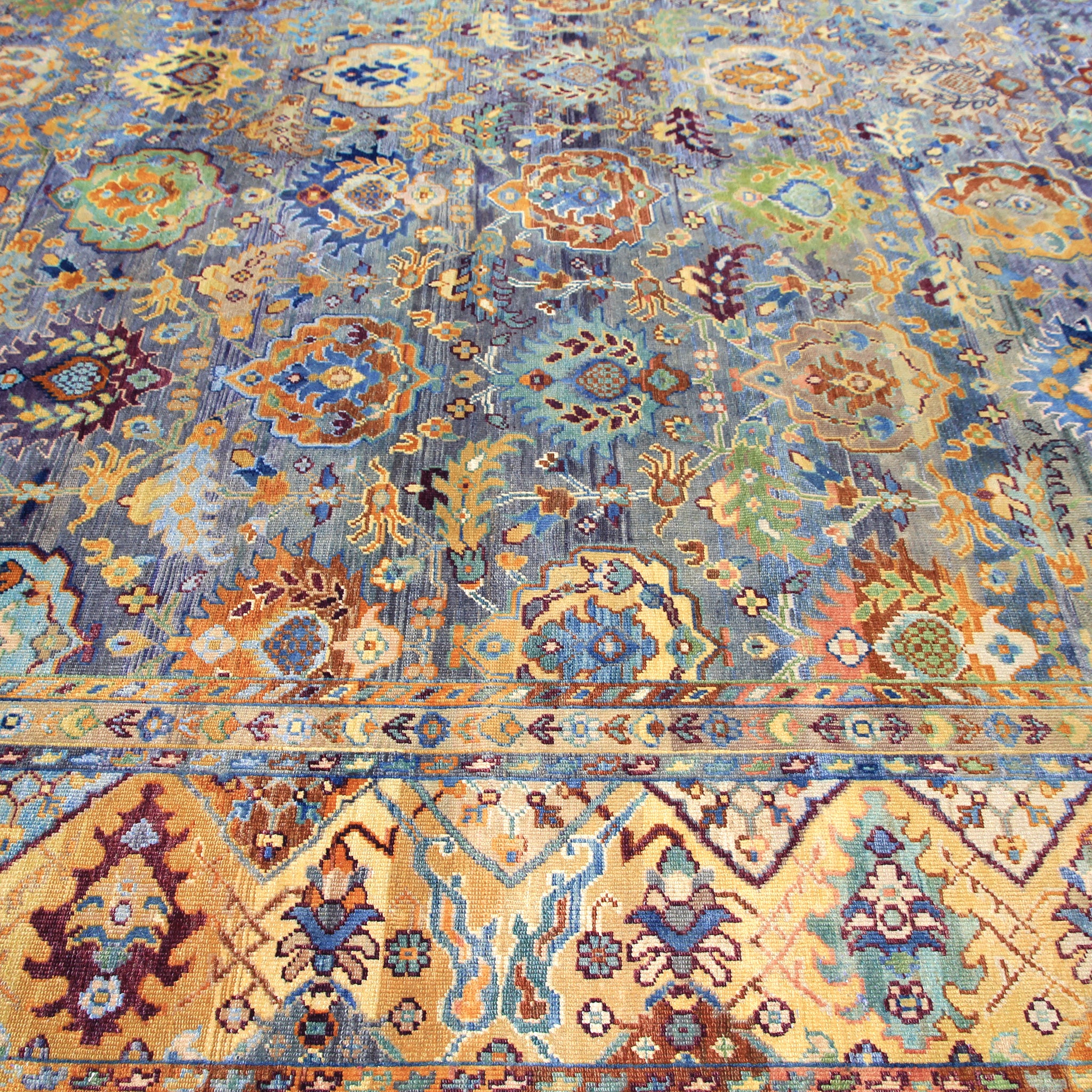 Blue Transitional Wool Rug 11'9 x 18'2 - Soft Handmade Area Rug for Living Room, Bedroom & Office - Perfect for Home Decor and Cozy Spaces