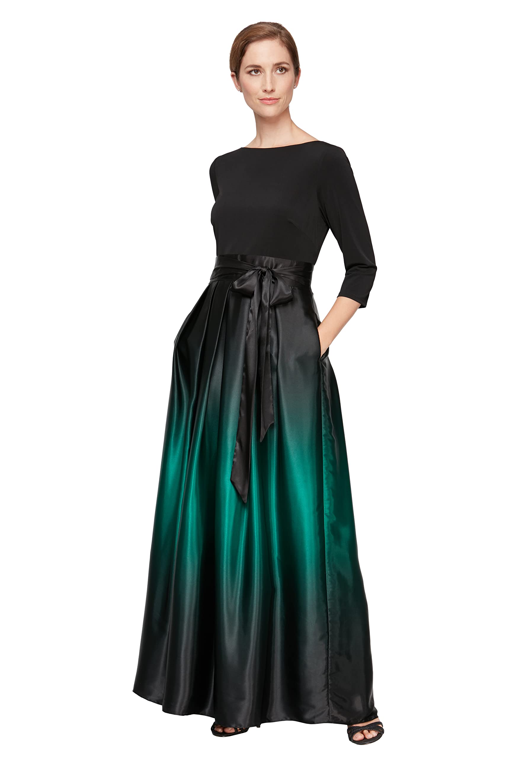Elegant Satin Mother of The Bride Dress with Pockets - Women's Formal Party Gown for Weddings, Prom & Special Occasions (Petite & Regular Sizes) | S.L. Fashions